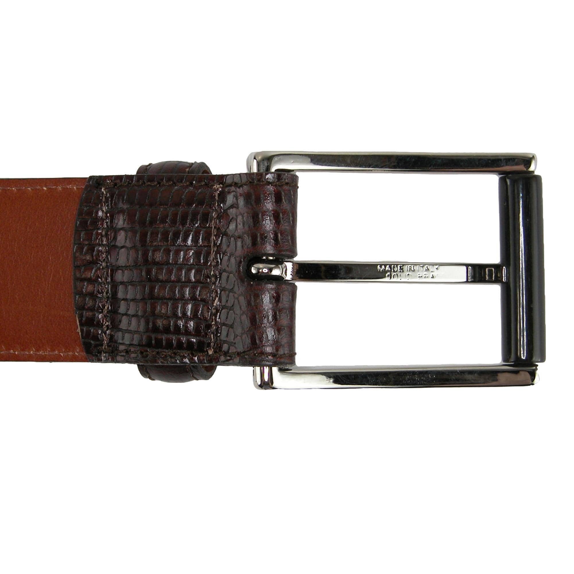 CrookhornDavis Men's Django Turin Tejus Lizard Print Dress Belt - Black