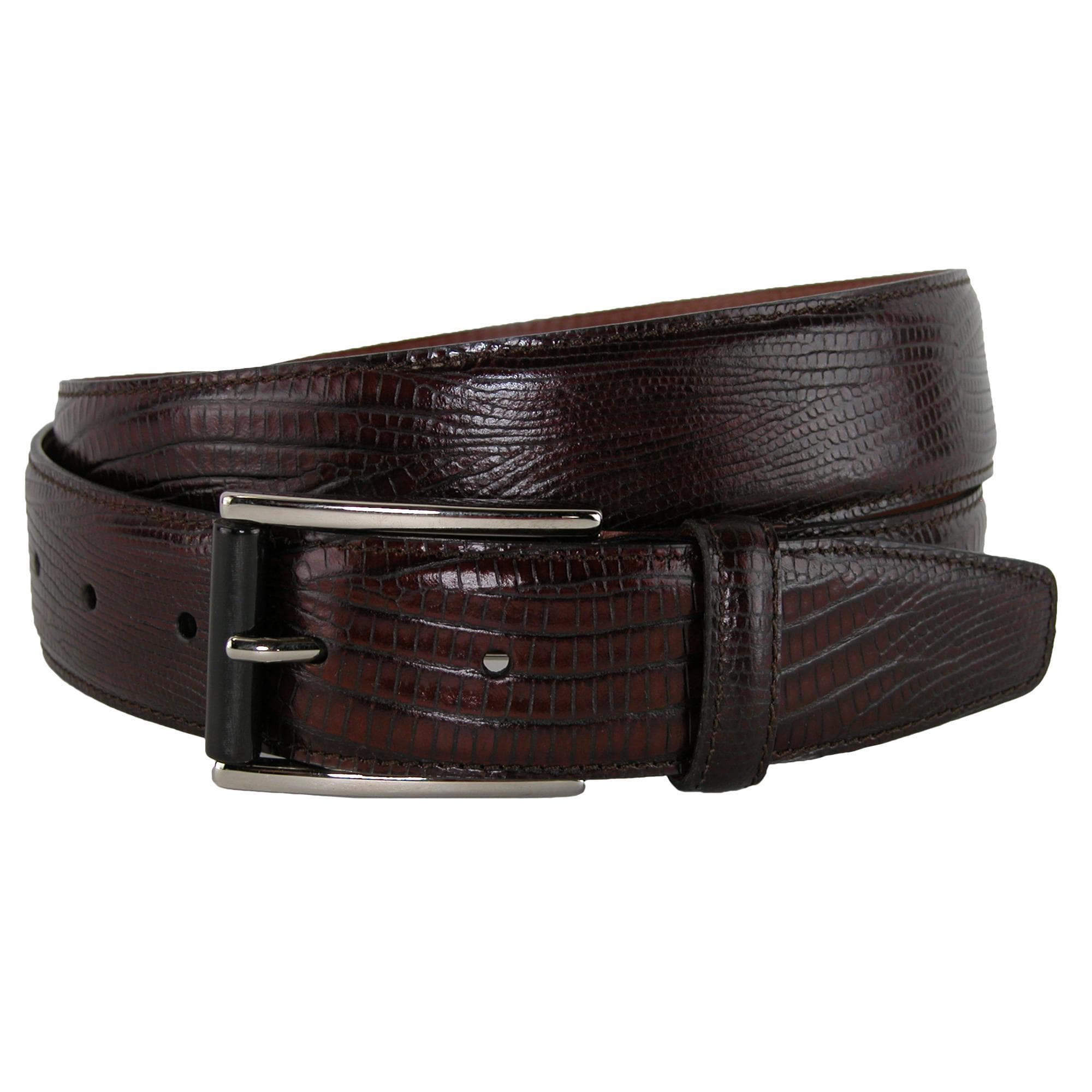 CrookhornDavis Men's Django Turin Tejus Lizard Print Dress Belt - Tan
