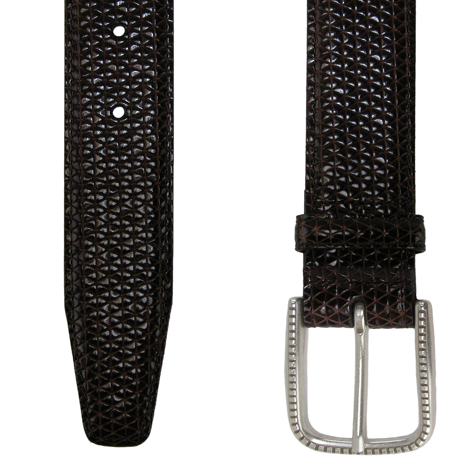 CrookhornDavis Men's Basic Lux Trial Tri-Town Calfskin Dress Belt - Black