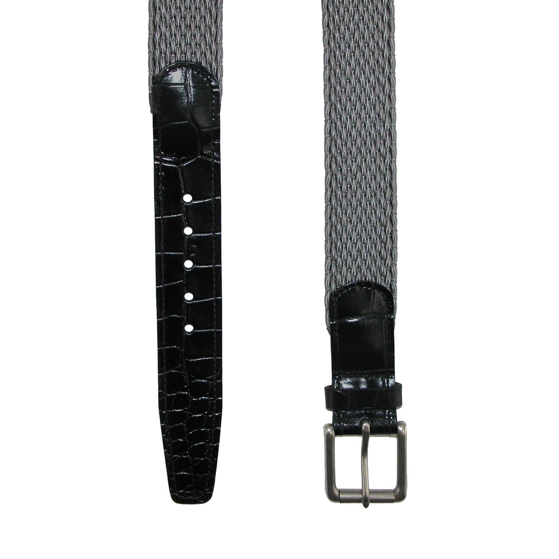 CrookhornDavis Men's Hampton Stretch Belt with Croc Print Tabs - Grey