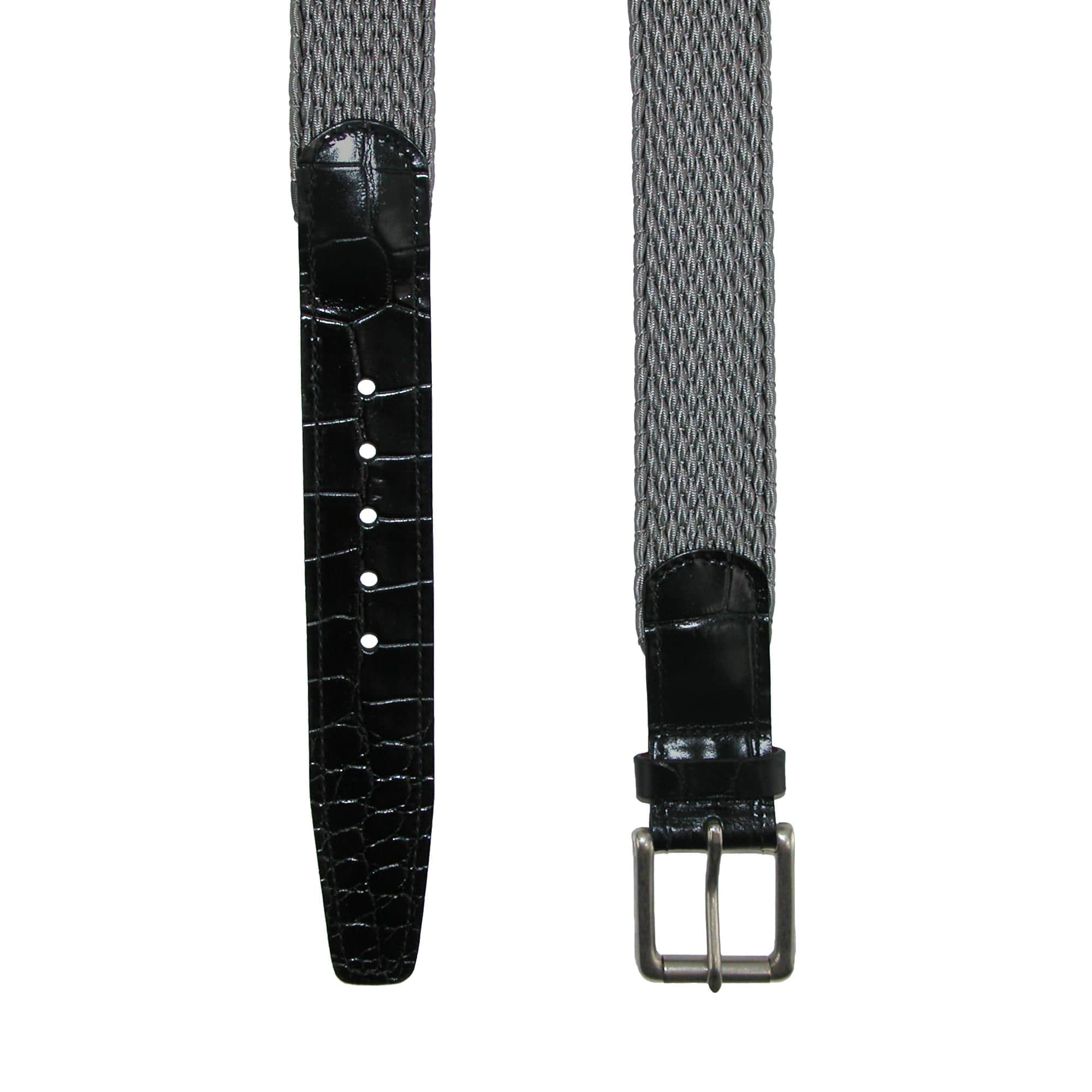 CrookhornDavis Men's Hampton Stretch Belt with Croc Print Tabs - Grey