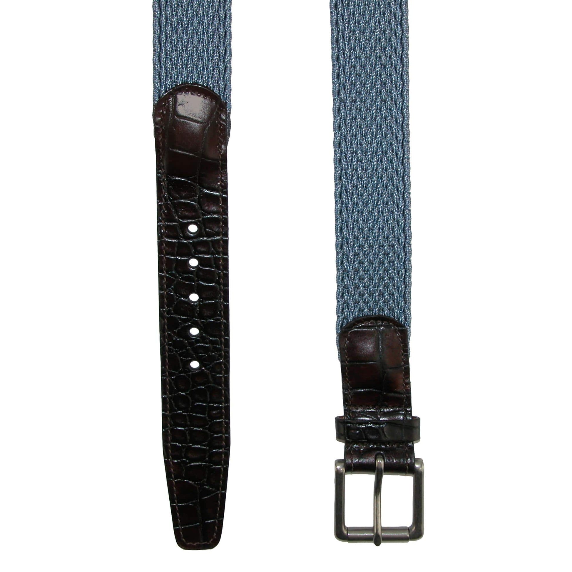 CrookhornDavis Men's Hampton Stretch Belt with Croc Print Tabs - Steel Blue