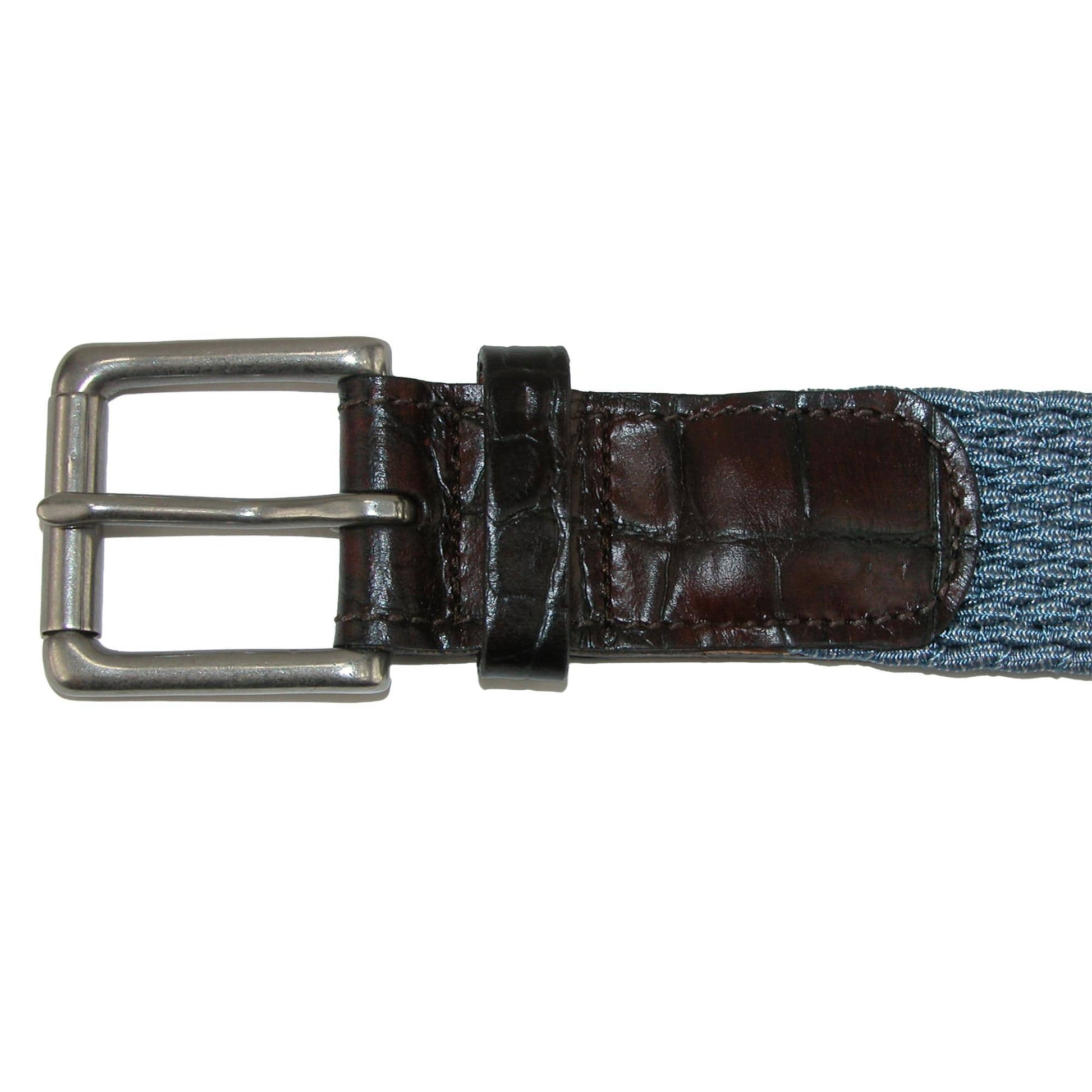 CrookhornDavis Men's Hampton Stretch Belt with Croc Print Tabs - Steel Blue