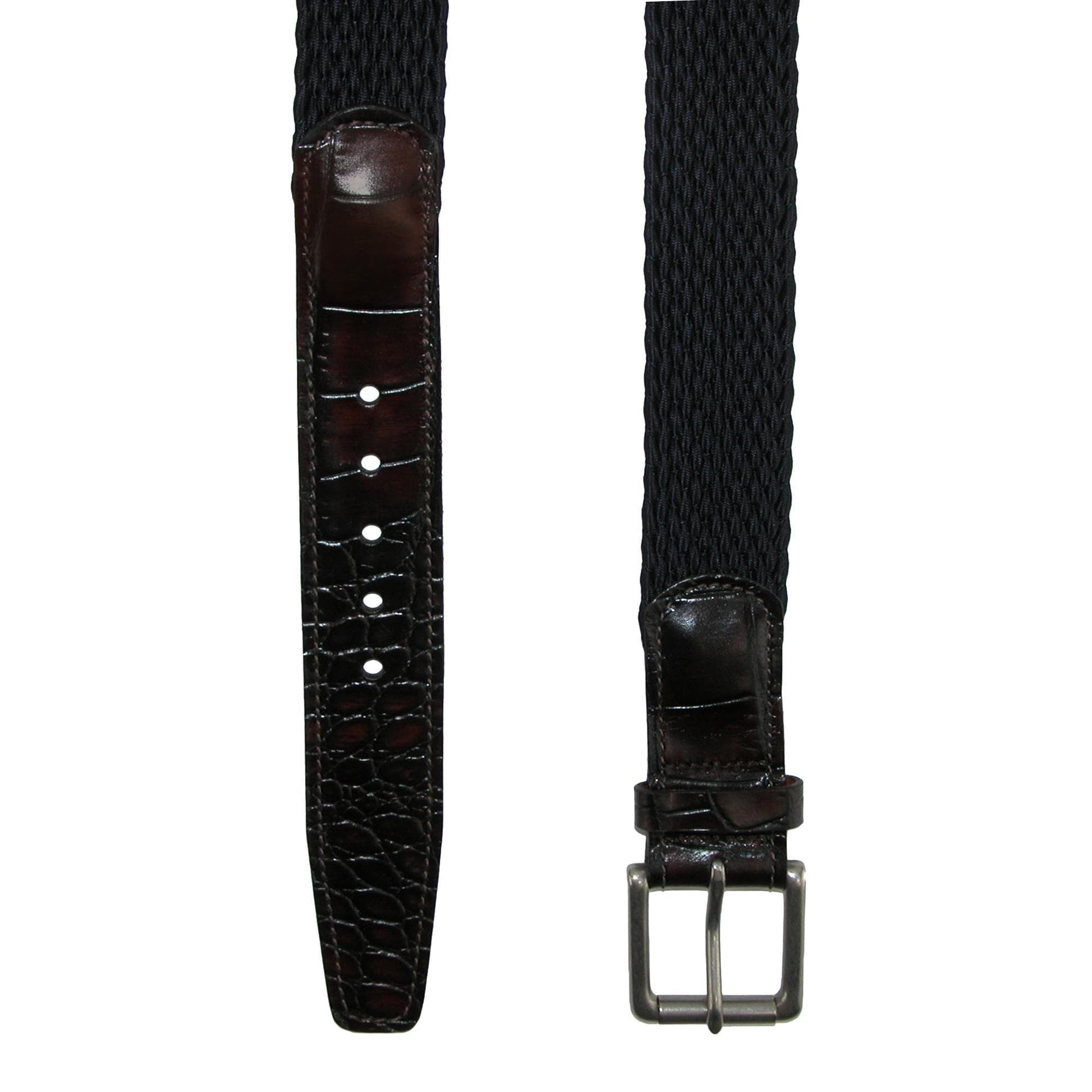 CrookhornDavis Men's Hampton Stretch Belt with Croc Print Tabs - Navy
