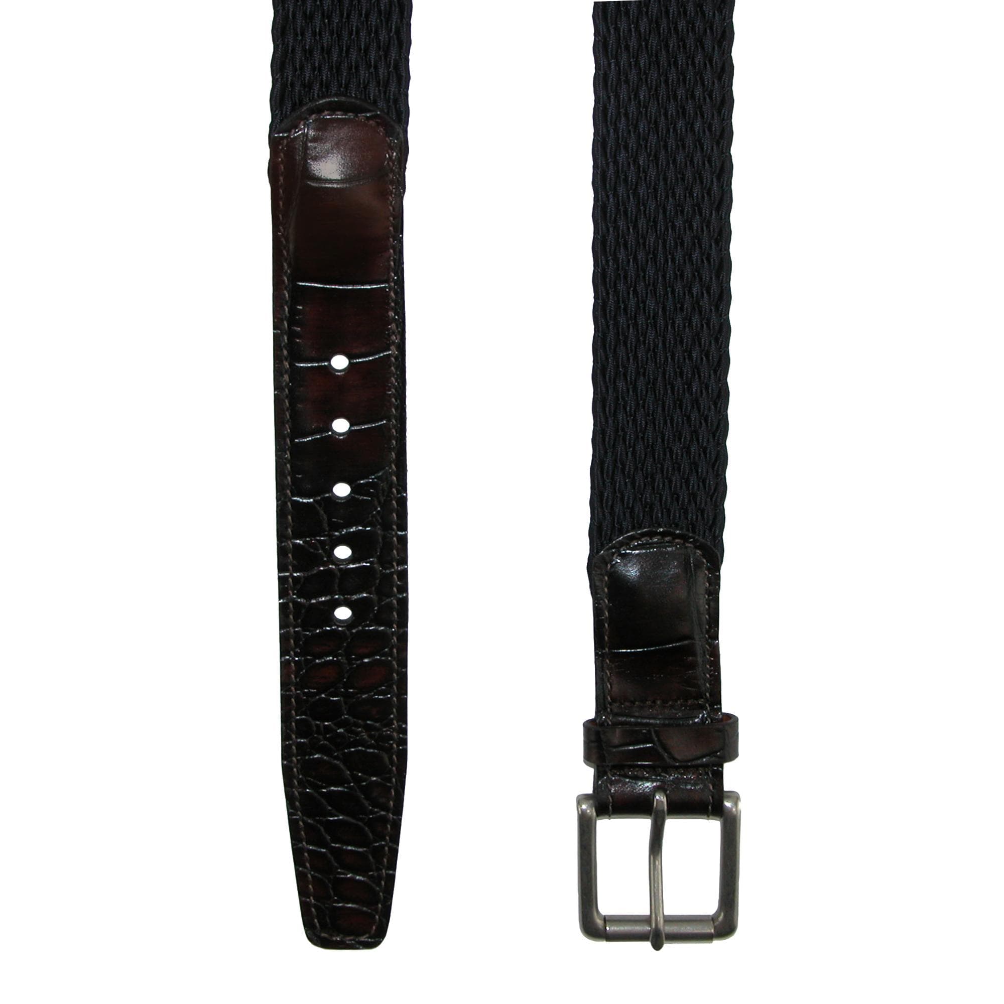 CrookhornDavis Men's Hampton Stretch Belt with Croc Print Tabs - Navy