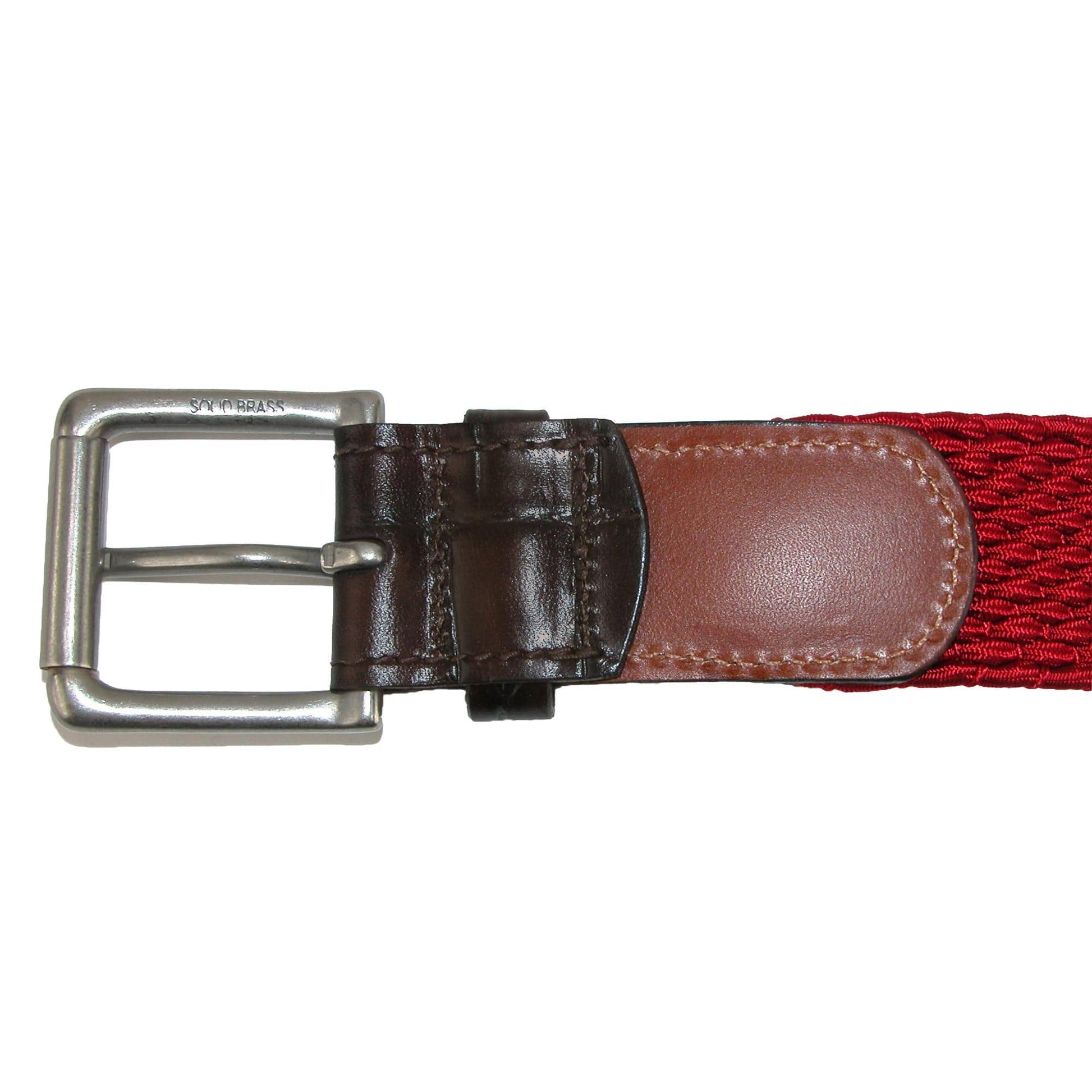 CrookhornDavis Men's Hampton Stretch Belt with Croc Print Tabs - Red