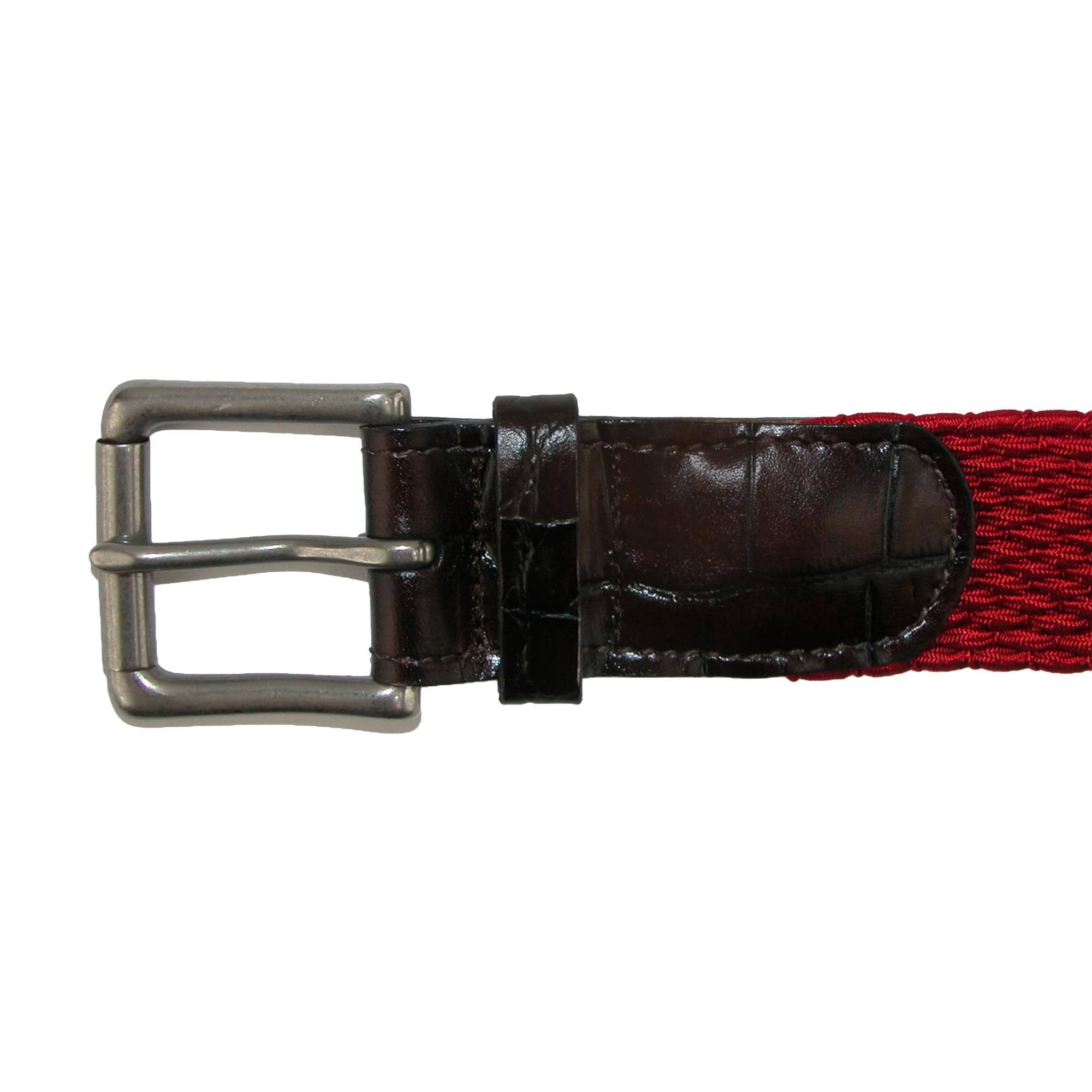 CrookhornDavis Men's Hampton Stretch Belt with Croc Print Tabs - Red