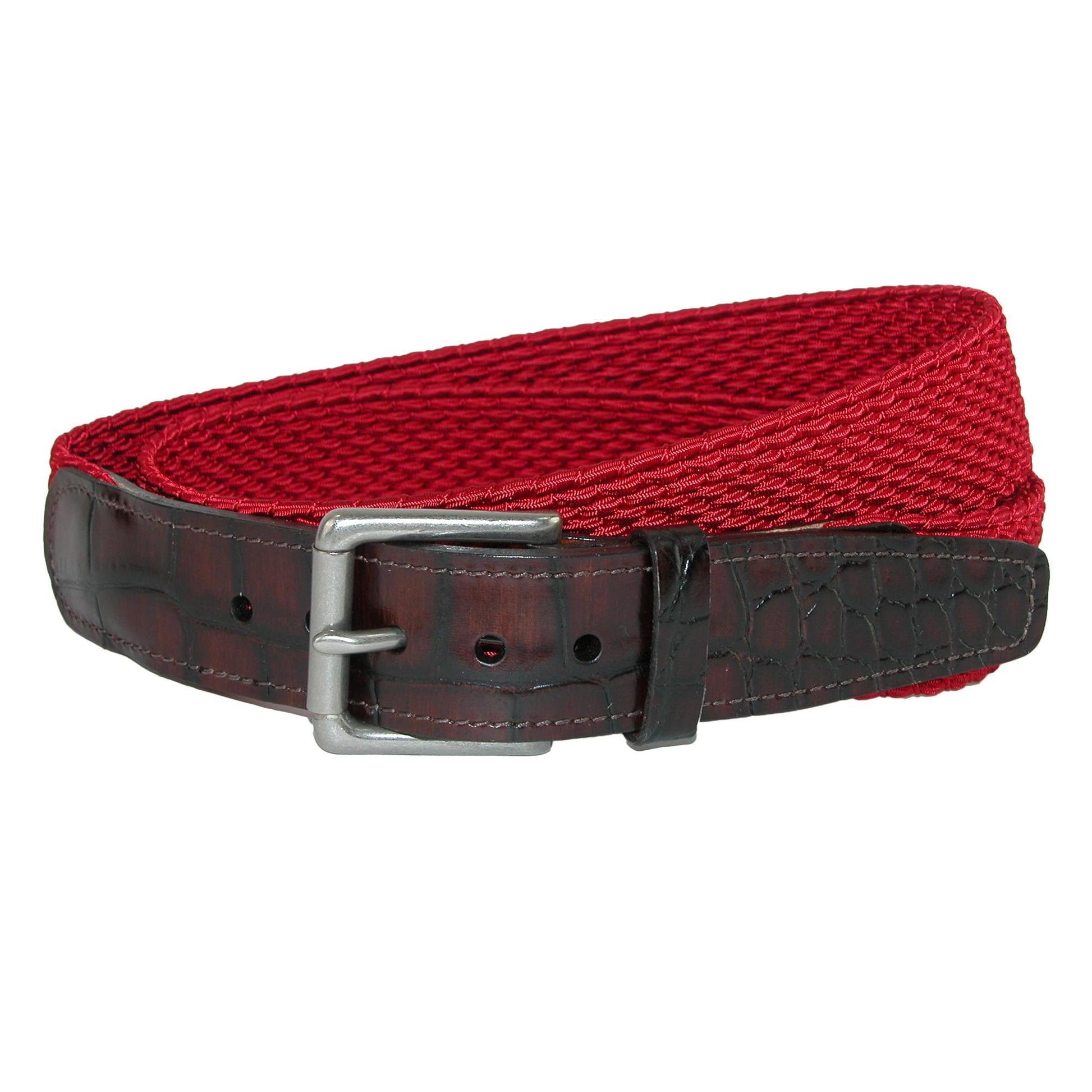 CrookhornDavis Men's Hampton Stretch Belt with Croc Print Tabs - Men's Hampton Stretch Belt with Croc Print Tabs