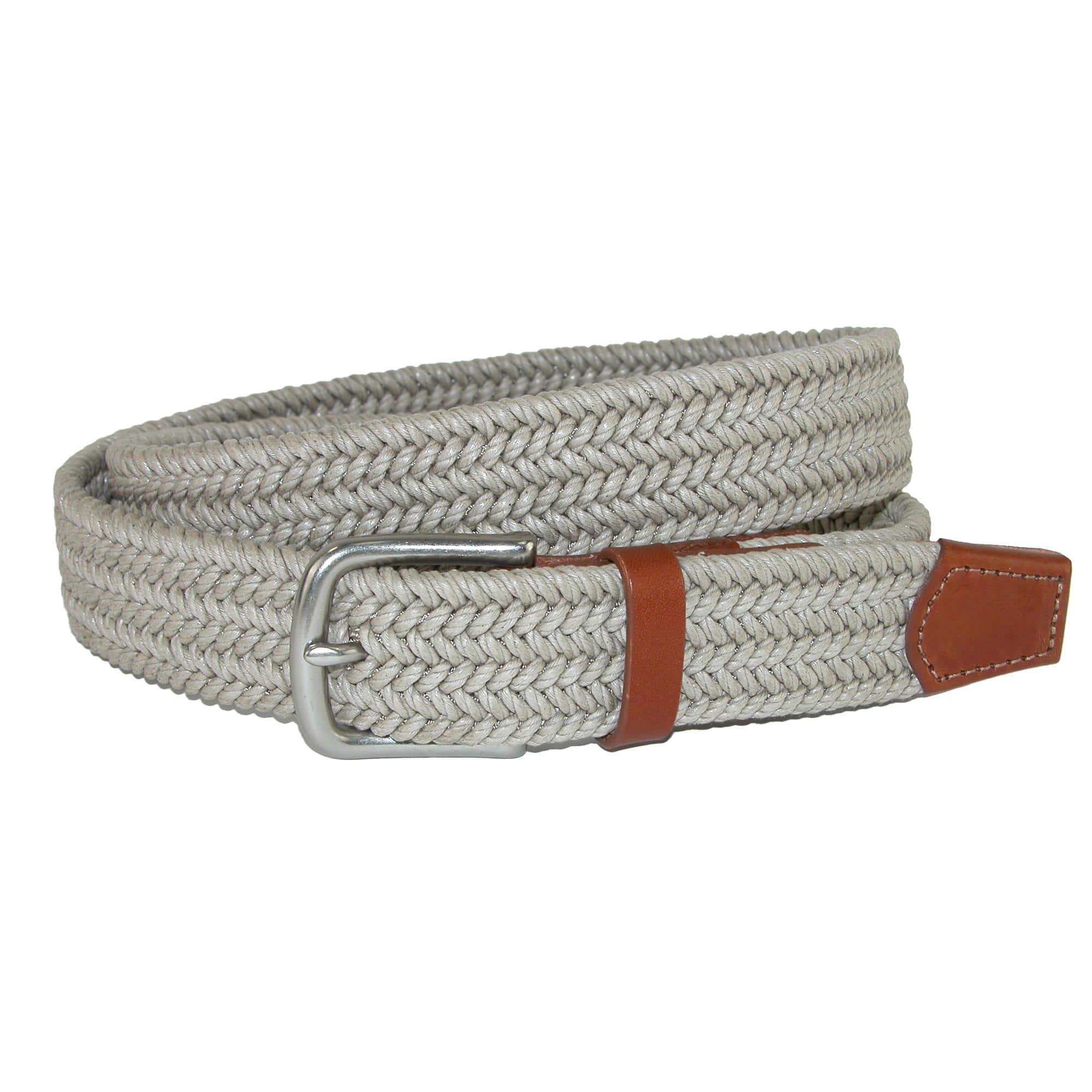 CrookhornDavis Men's Boca Braided Waxed Cotton Stretch Belt - Khaki