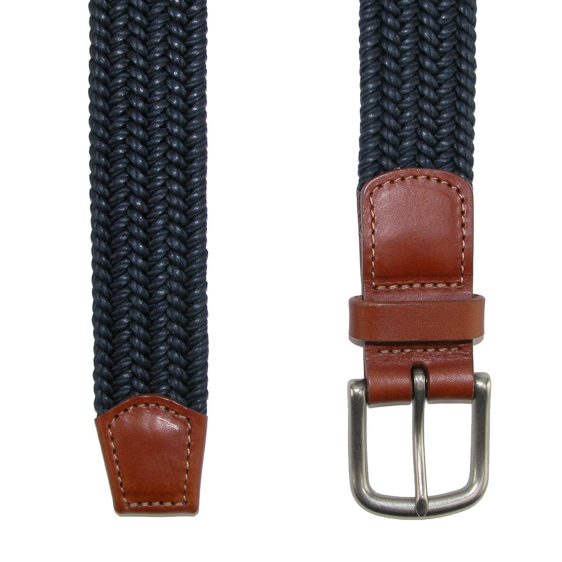 CrookhornDavis Men's Boca Braided Waxed Cotton Stretch Belt - Navy
