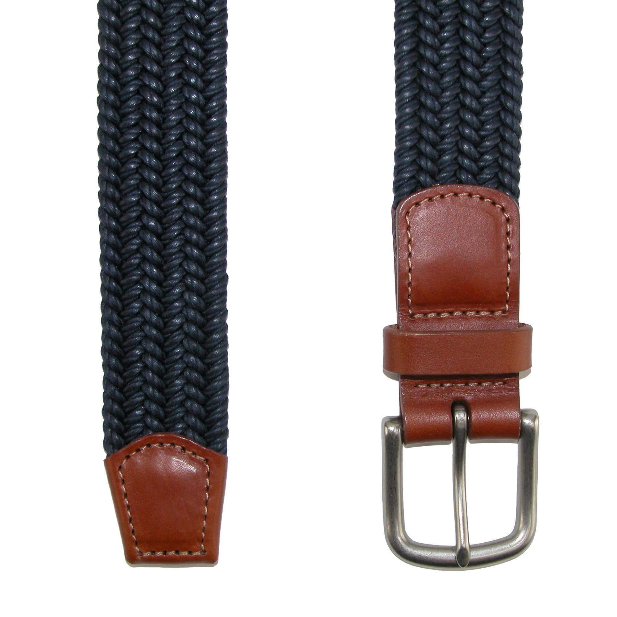 CrookhornDavis Men's Boca Braided Waxed Cotton Stretch Belt - Navy