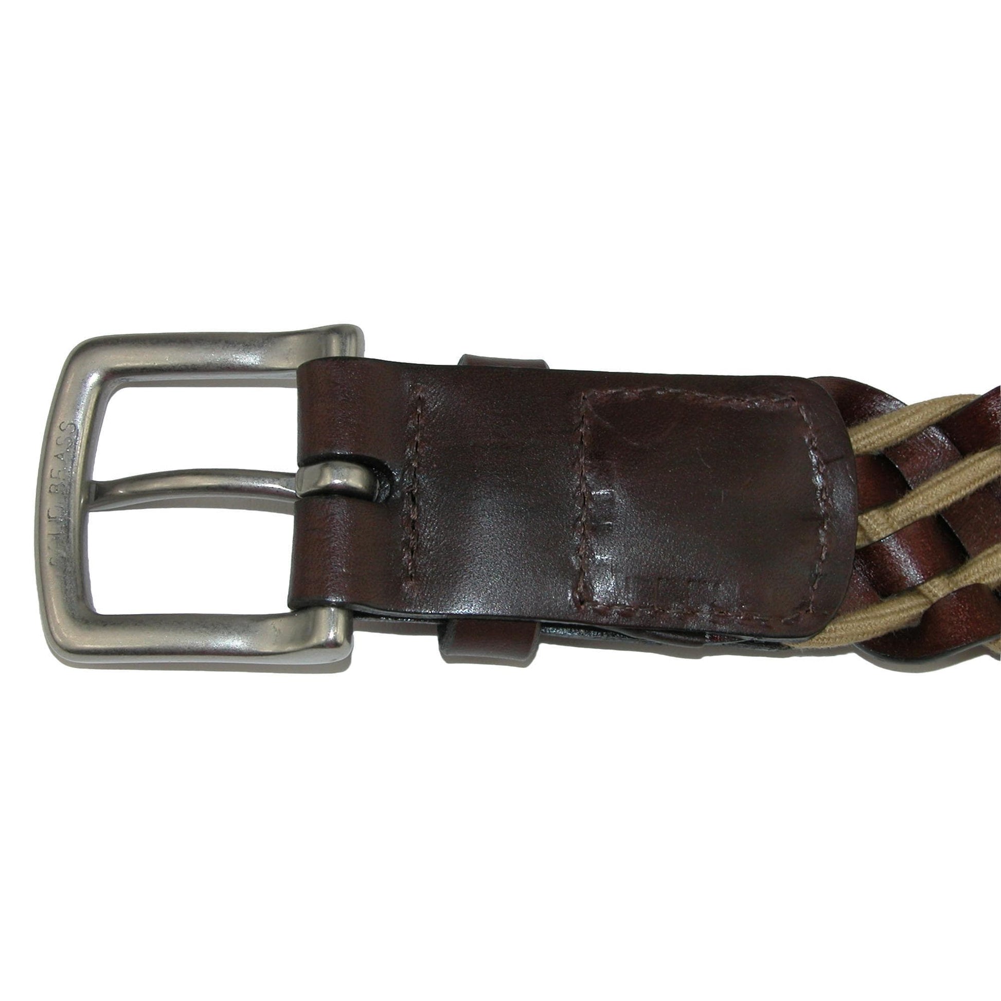 CrookhornDavis Men's Como Leather and Cotton Cord Braided Belt - Brown / Tan