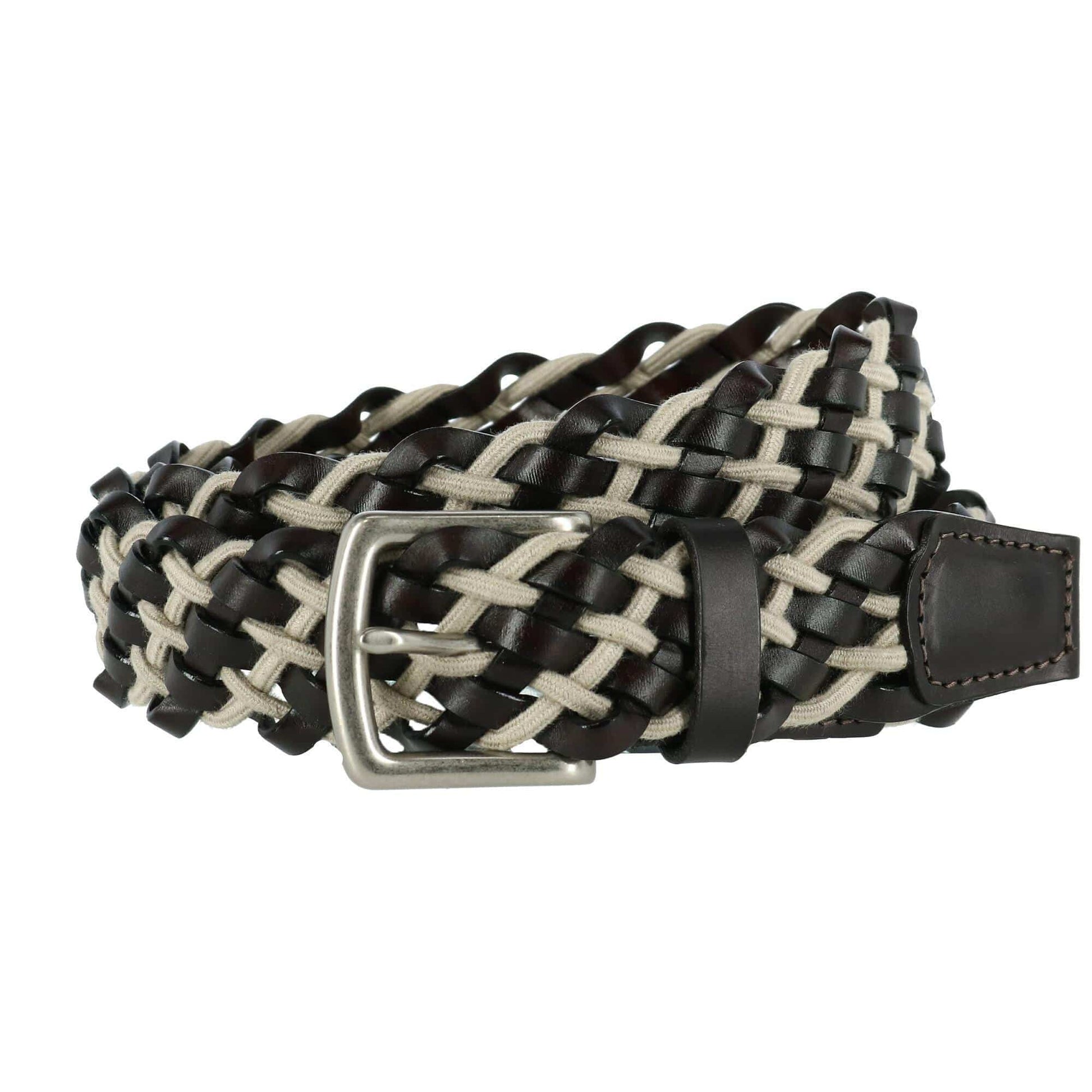 CrookhornDavis Men's Como Leather and Cotton Cord Braided Belt - Men's Como Leather and Cotton Cord Braided Belt