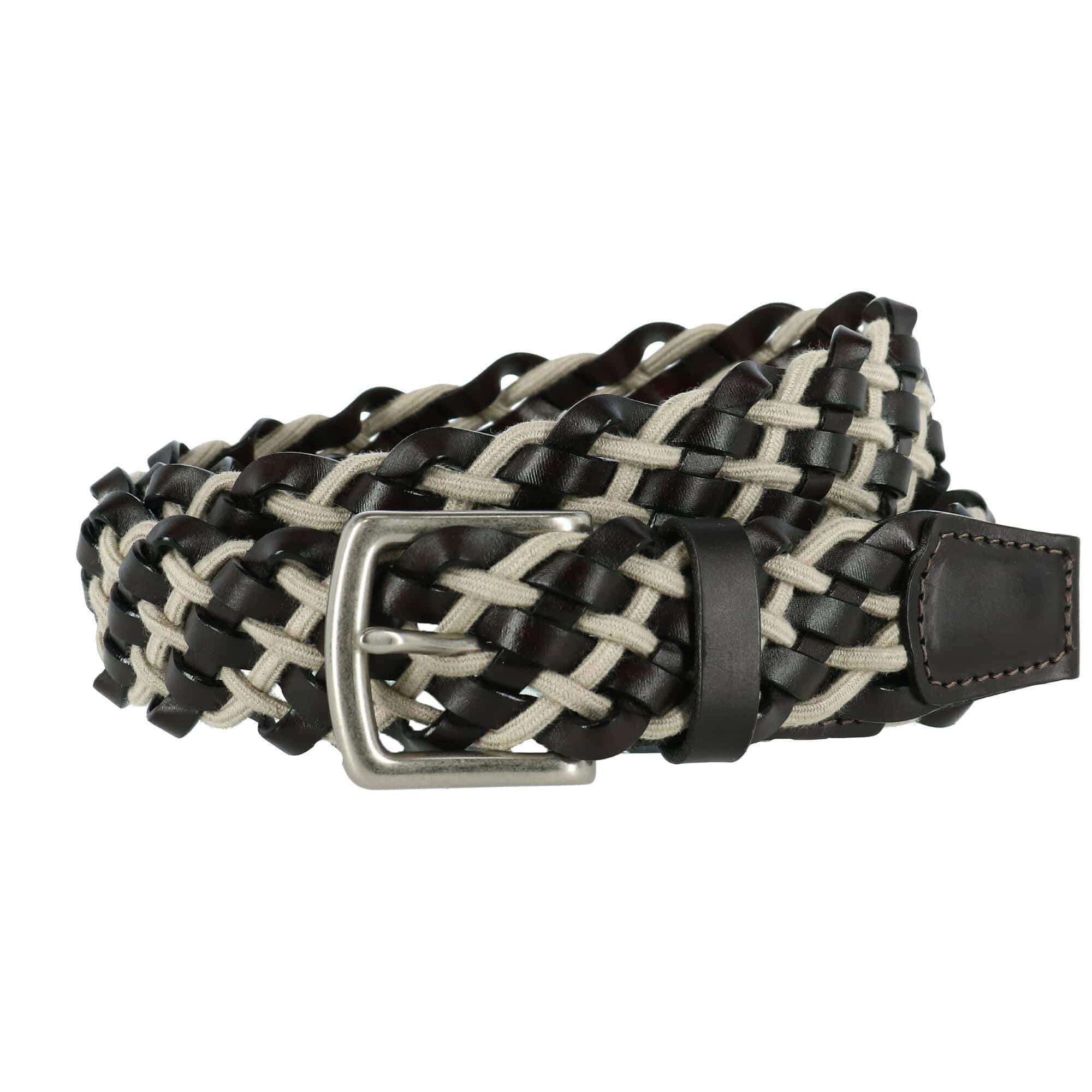 CrookhornDavis Men's Como Leather and Cotton Cord Braided Belt - Men's Como Leather and Cotton Cord Braided Belt