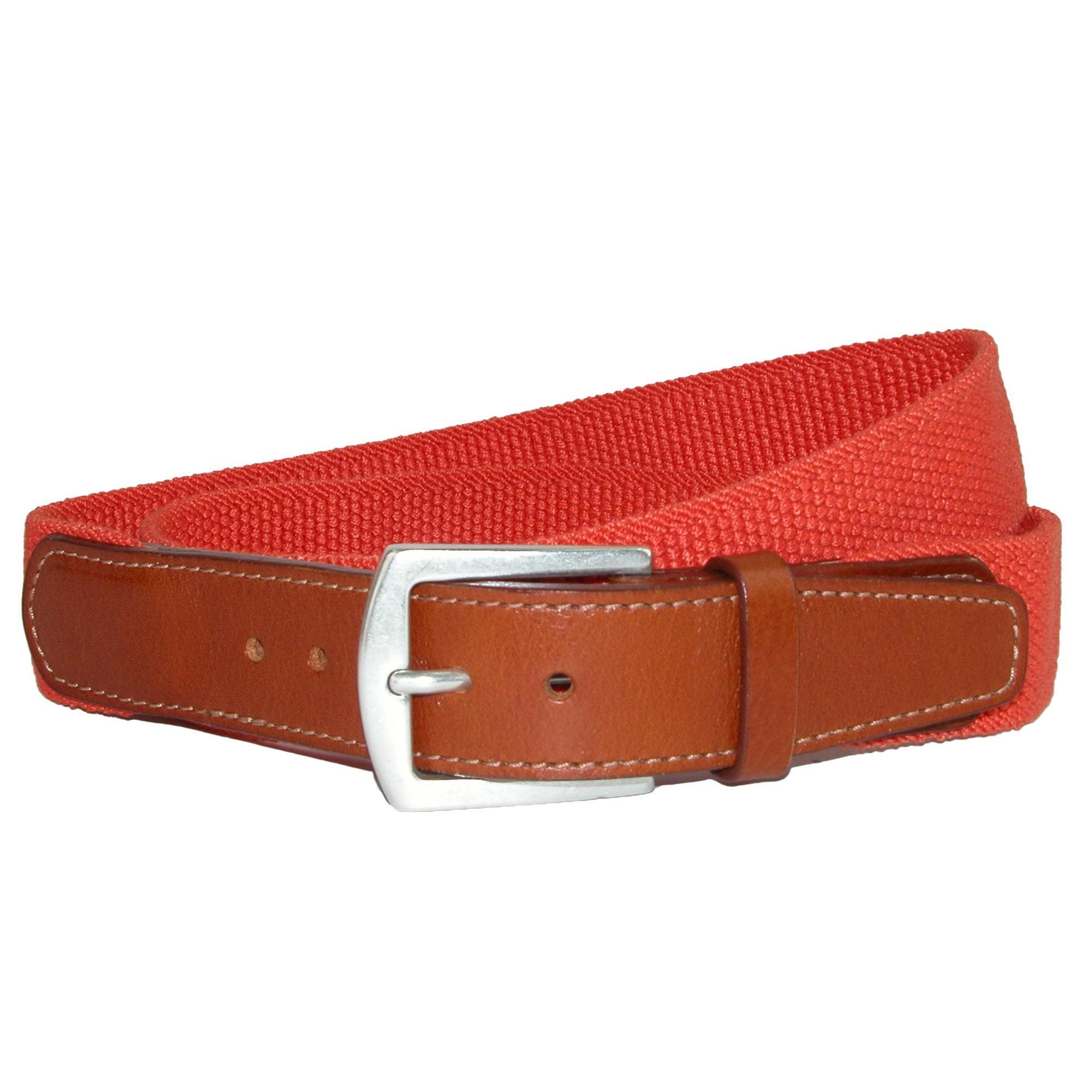 CrookhornDavis Men's Newport Pique Cotton Woven Elastic Belt - Orange