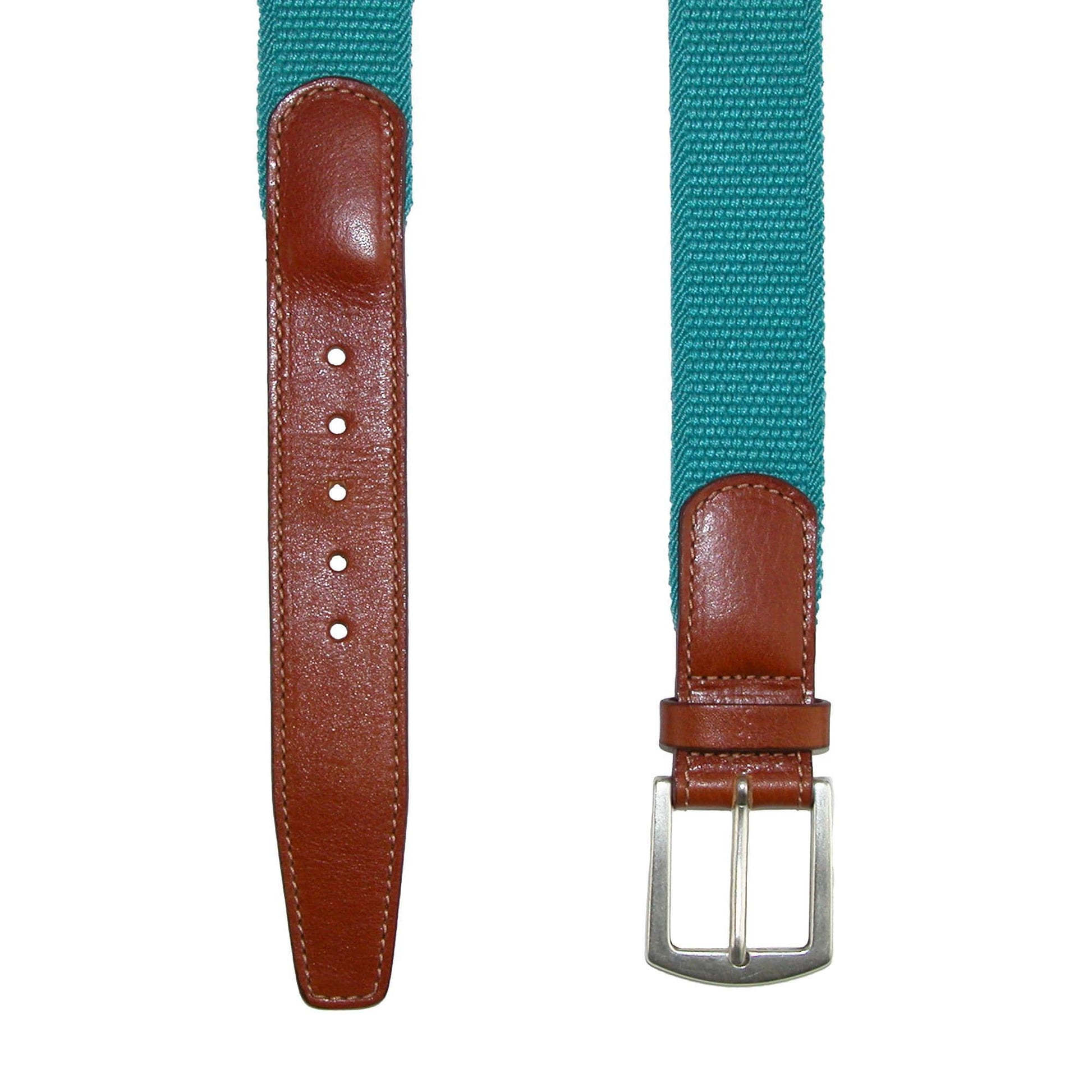 CrookhornDavis Men's Newport Pique Cotton Woven Elastic Belt - Turquoise