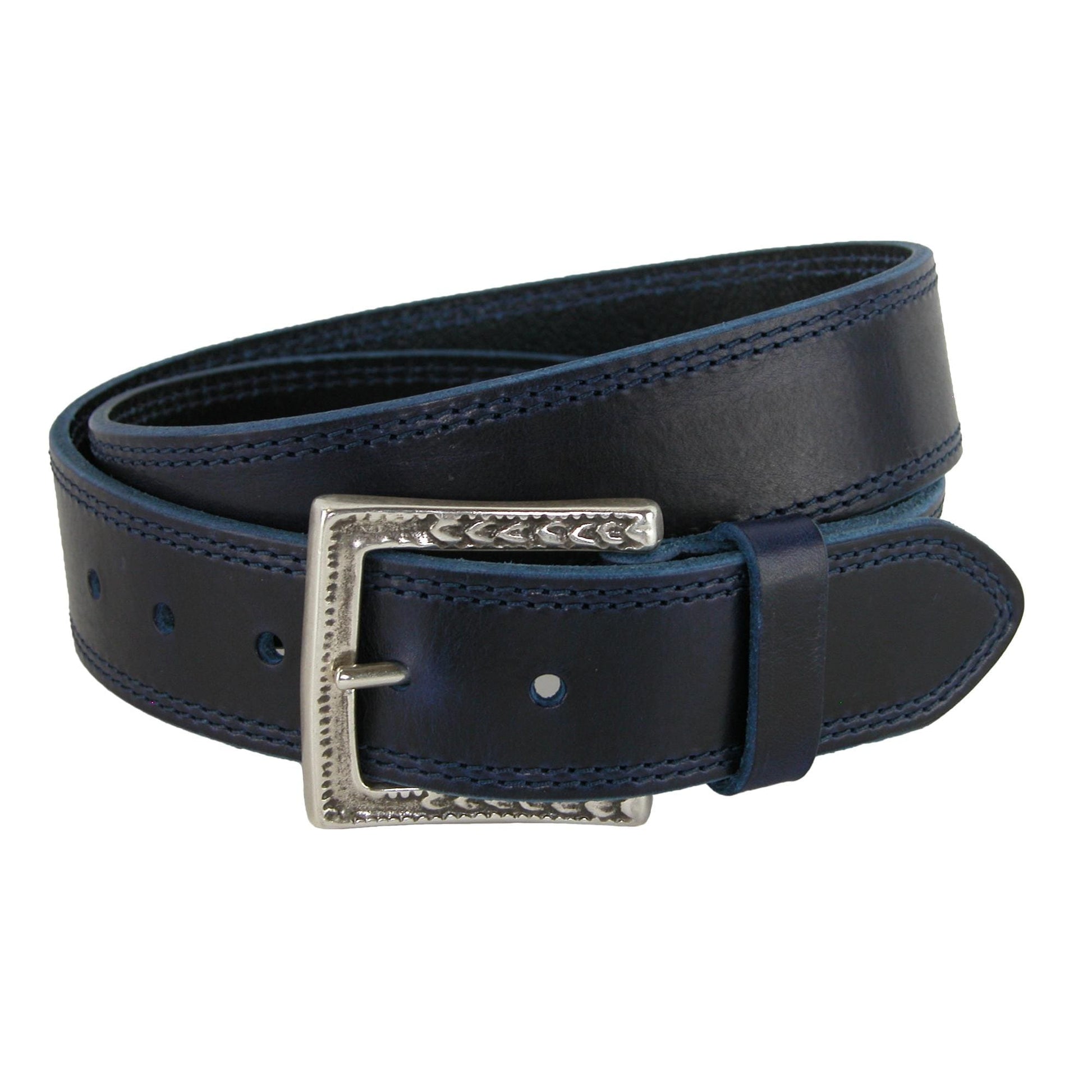 CrookhornDavis Men's Douglas SoHo Casual Pull Up Leather Jean Belt - Marine Blue