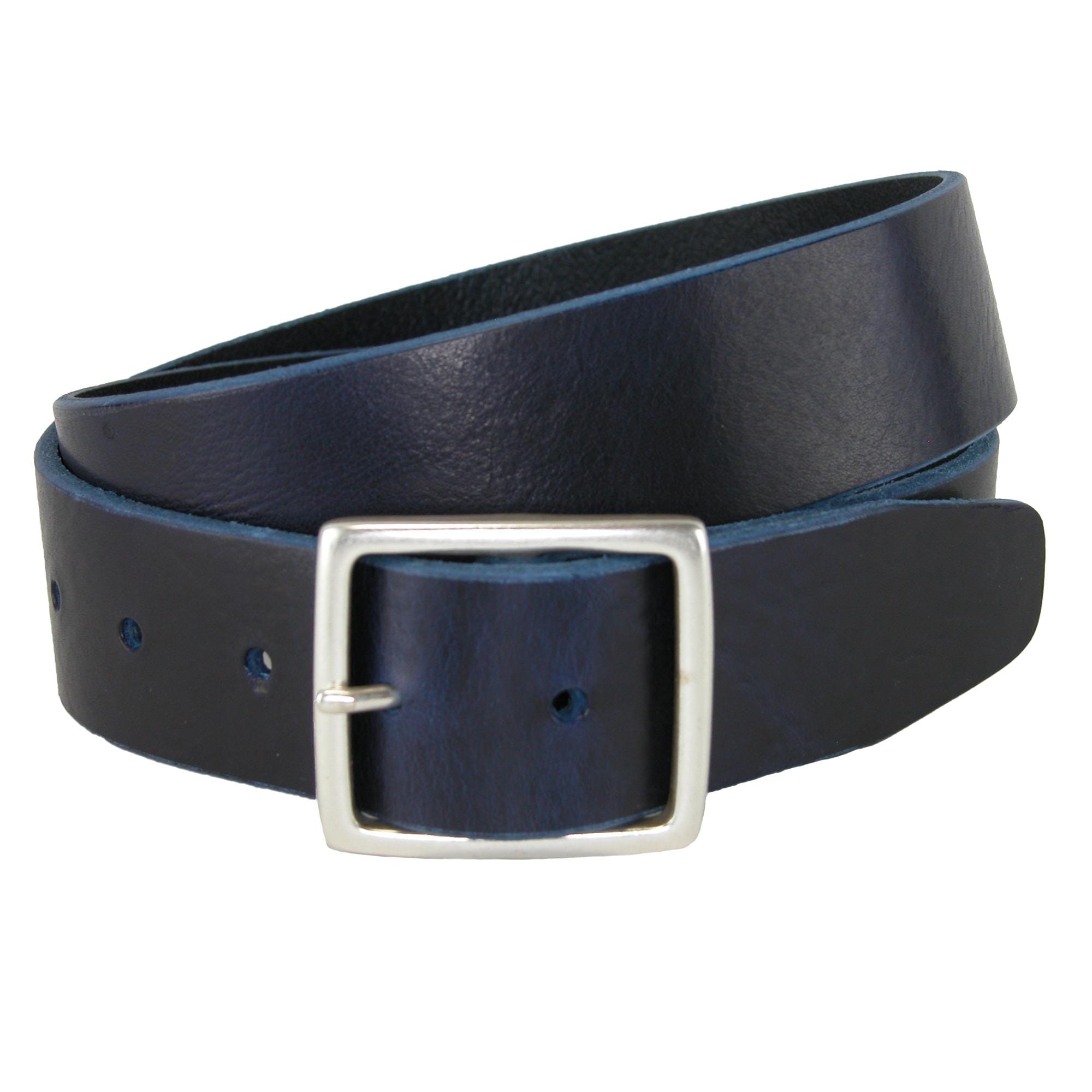 CrookhornDavis Men's Douglas Center Bar Pull Up Casual Leather Jean Belt - Marine Navy