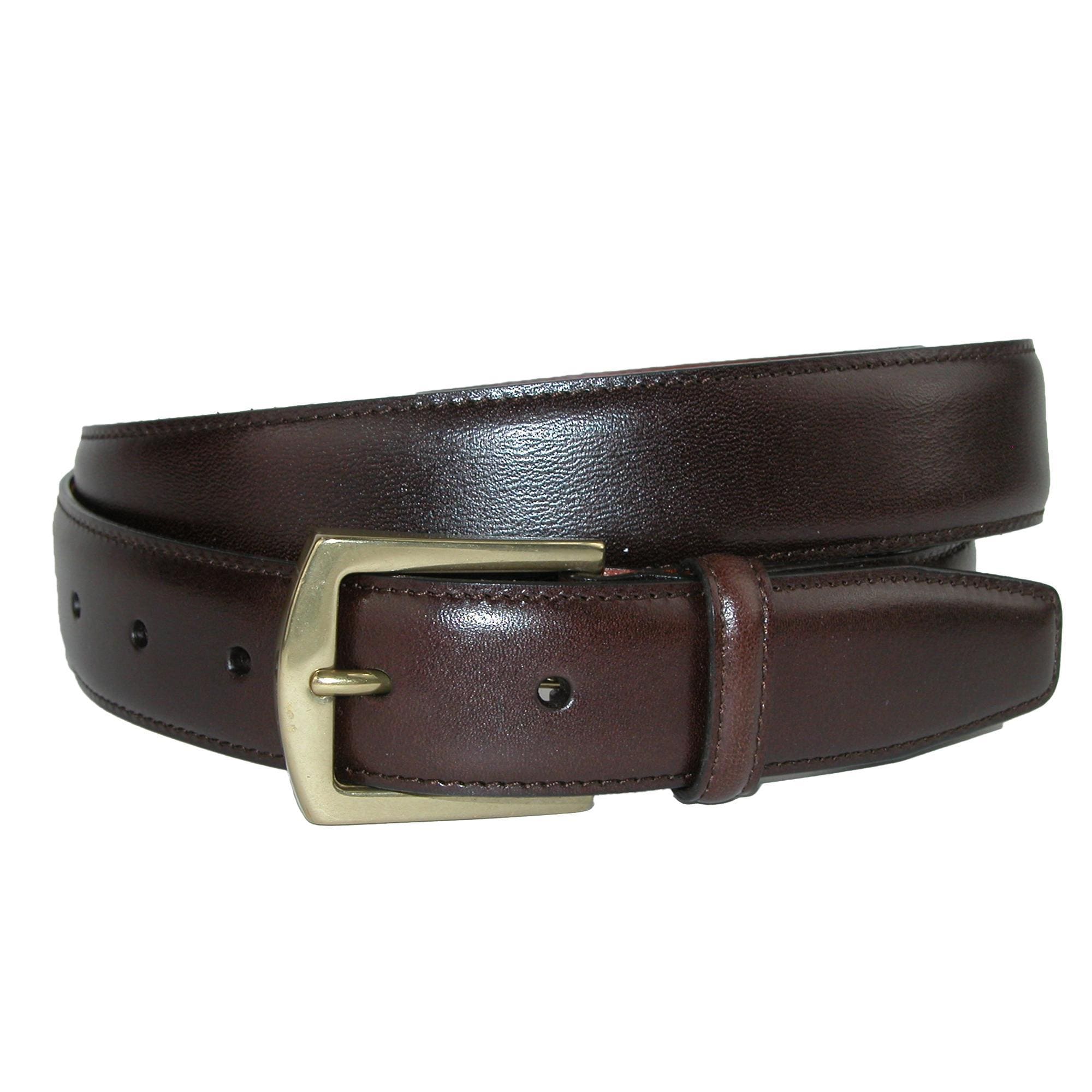 CrookhornDavis Men's Ciga Smooth 32mm Calfskin Leather Dress Belt - Dark Brown