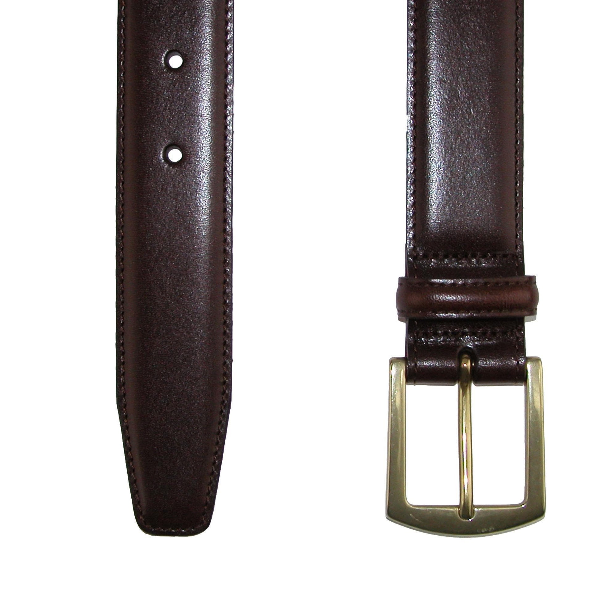 CrookhornDavis Men's Ciga Smooth 32mm Calfskin Leather Dress Belt - Dark Brown