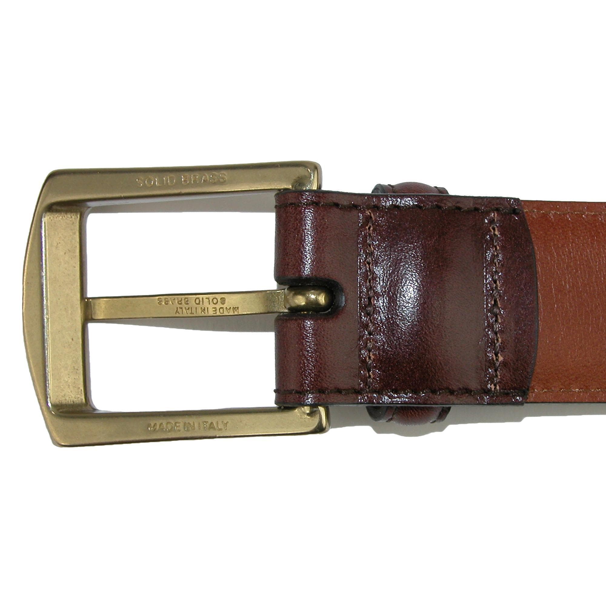 CrookhornDavis Men's Ciga Smooth 32mm Calfskin Leather Dress Belt - Dark Brown