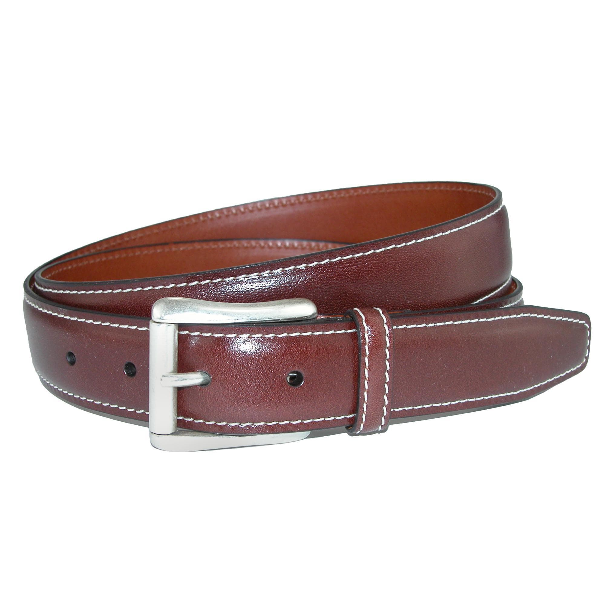CrookhornDavis Men's Ciga Calfskin Leather Casual Belt with Contrast Stitch - Whiskey