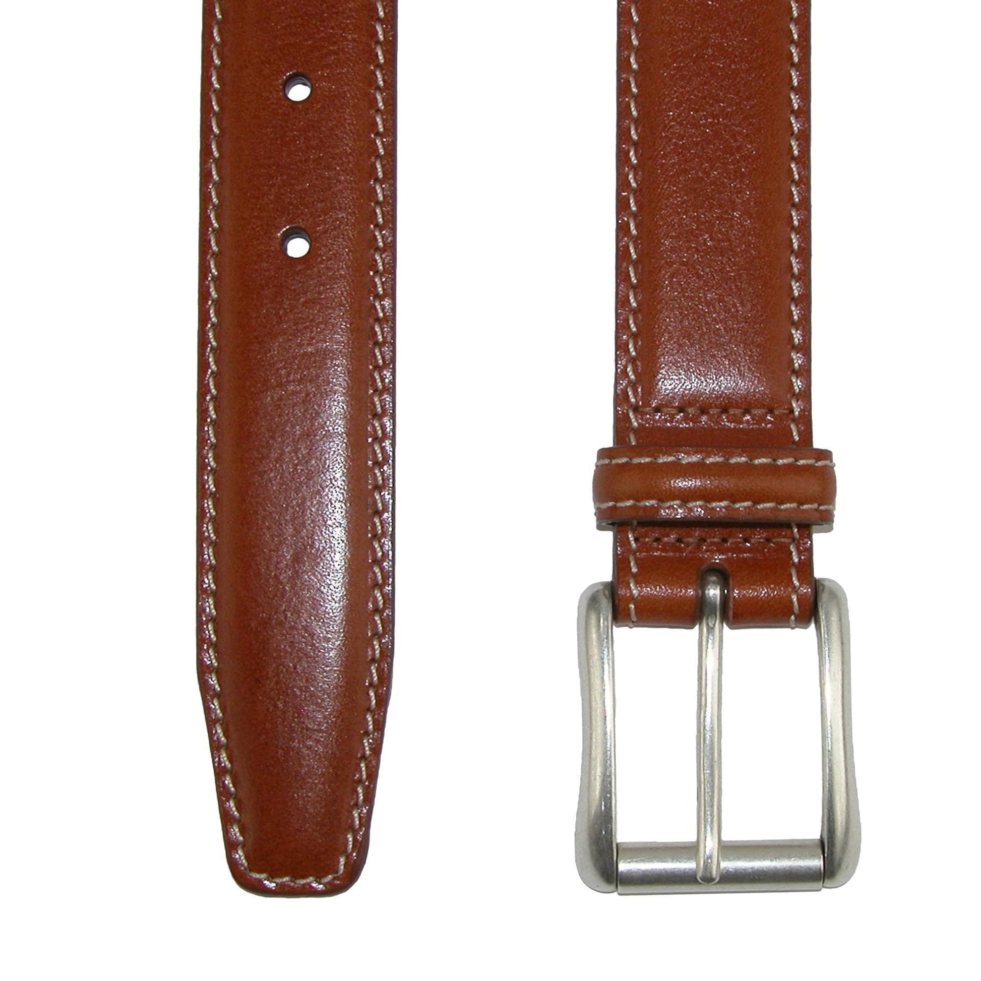 CrookhornDavis Men's Ciga Calfskin Leather Casual Belt with Contrast Stitch - Tan