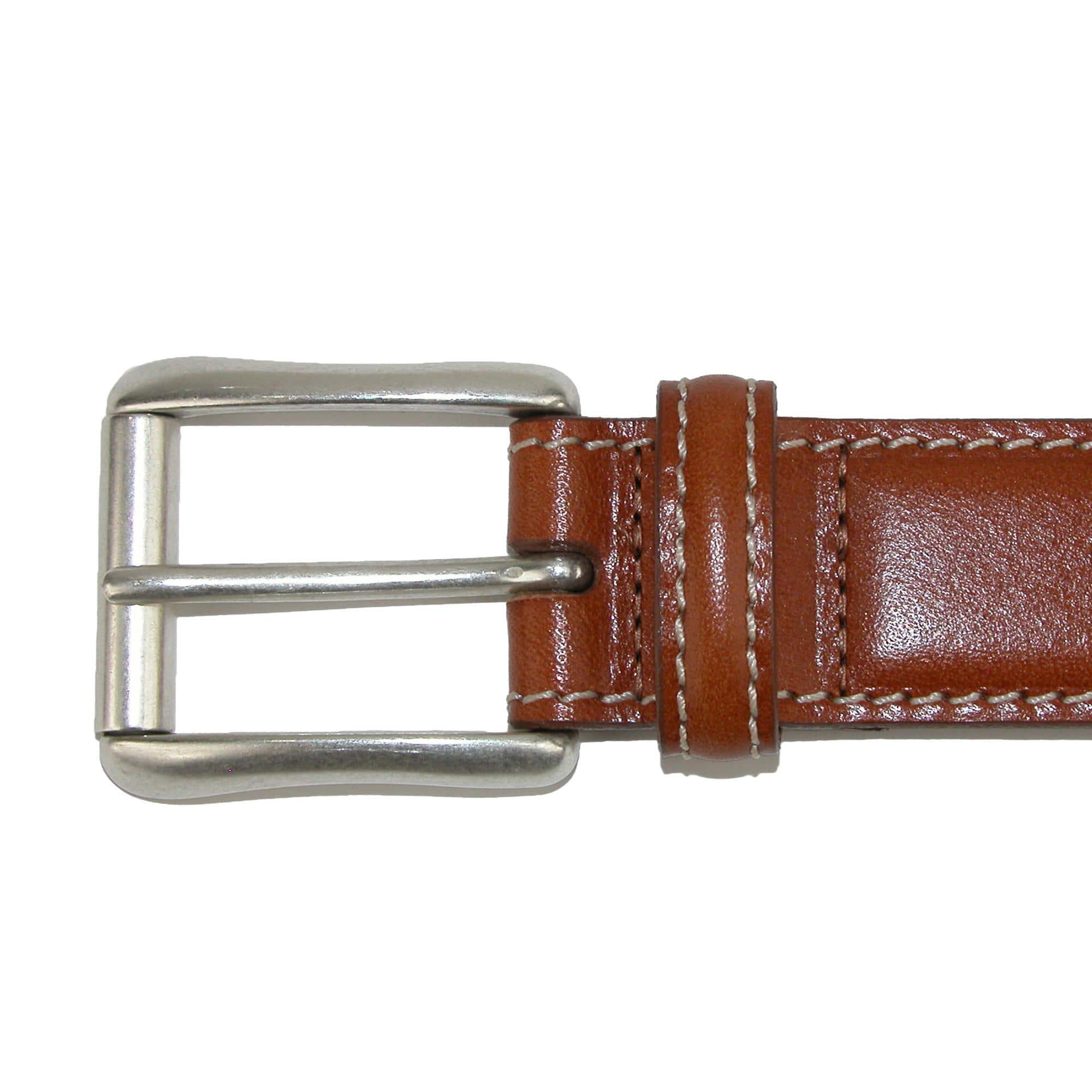 CrookhornDavis Men's Ciga Calfskin Leather Casual Belt with Contrast Stitch - Tan