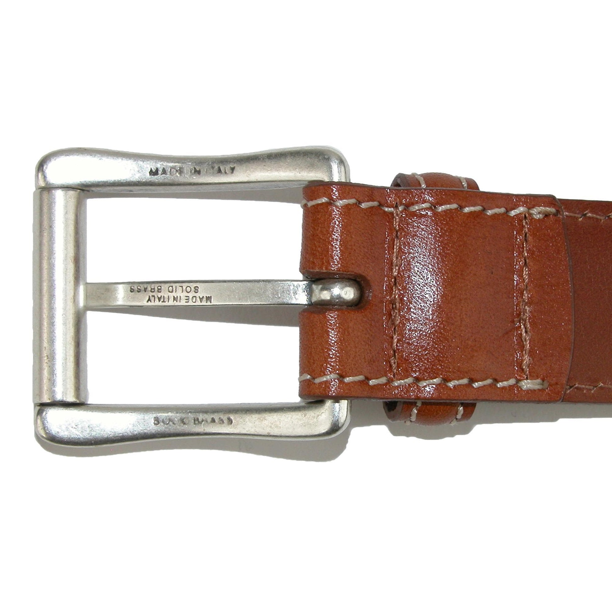 CrookhornDavis Men's Ciga Calfskin Leather Casual Belt with Contrast Stitch - Tan