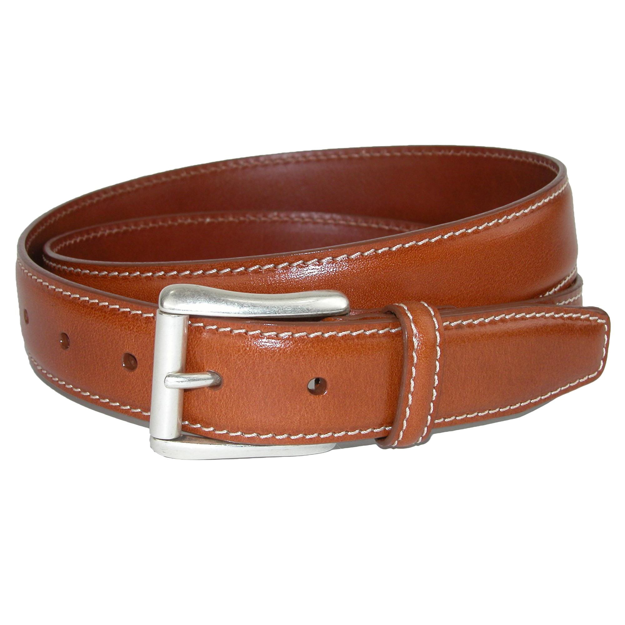 CrookhornDavis Men's Ciga Calfskin Leather Casual Belt with Contrast Stitch - Men's Ciga Calfskin Leather Casual Belt with Contrast Stitch