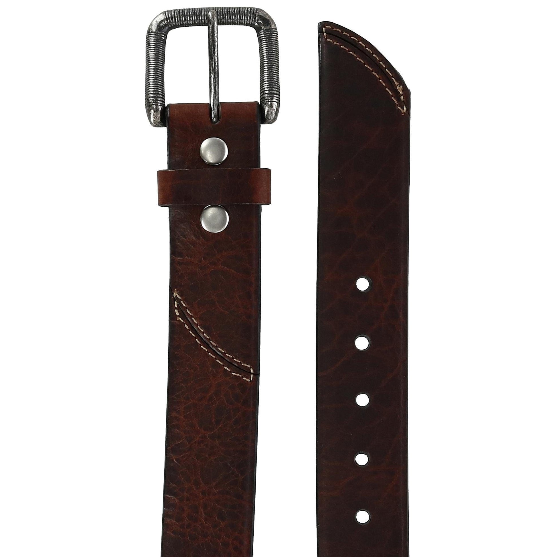 CrookhornDavis Men's The Crossfire 40mm Genuine Bison Leather Belt - Whiskey