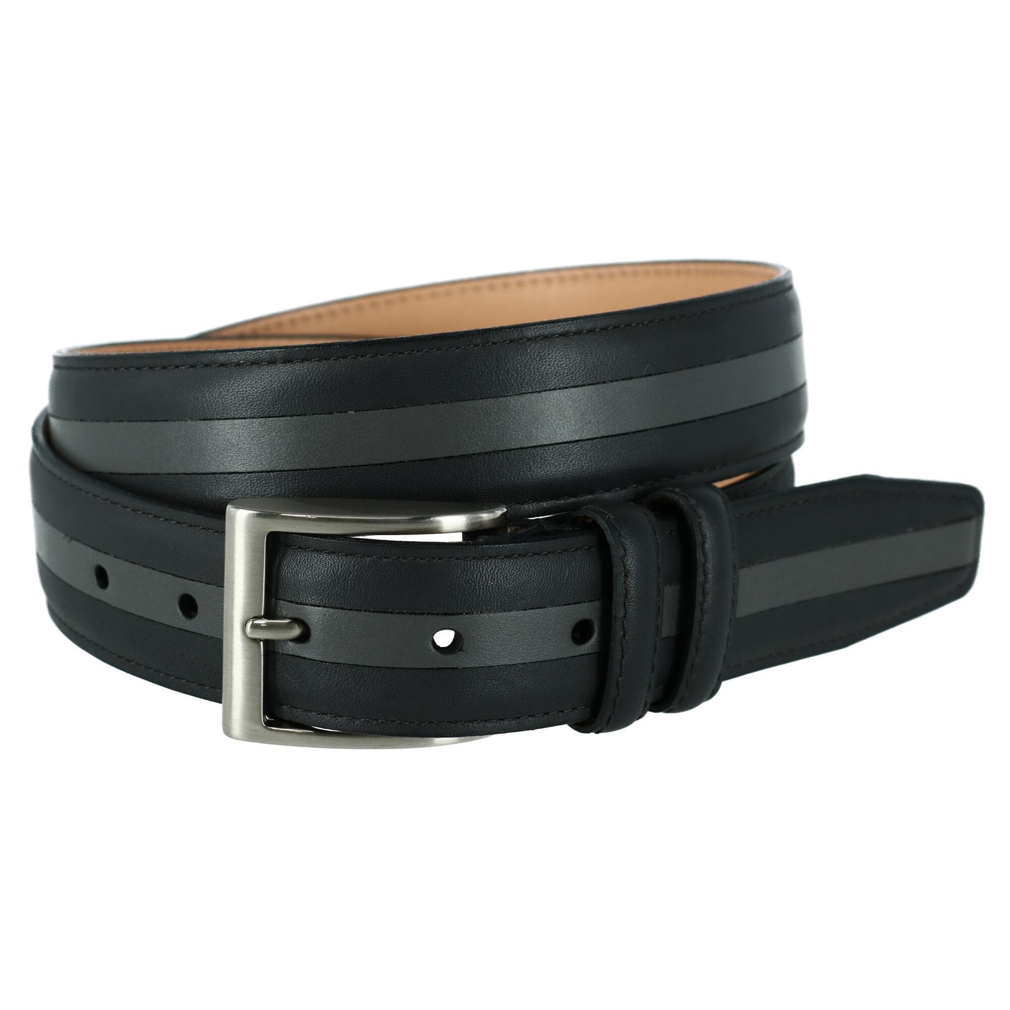 CrookhornDavis Men's The Slate Italian Calfskin Two Tone Inlay Golf Belt - Men's The Slate Italian Calfskin Two Tone Inlay Golf Belt