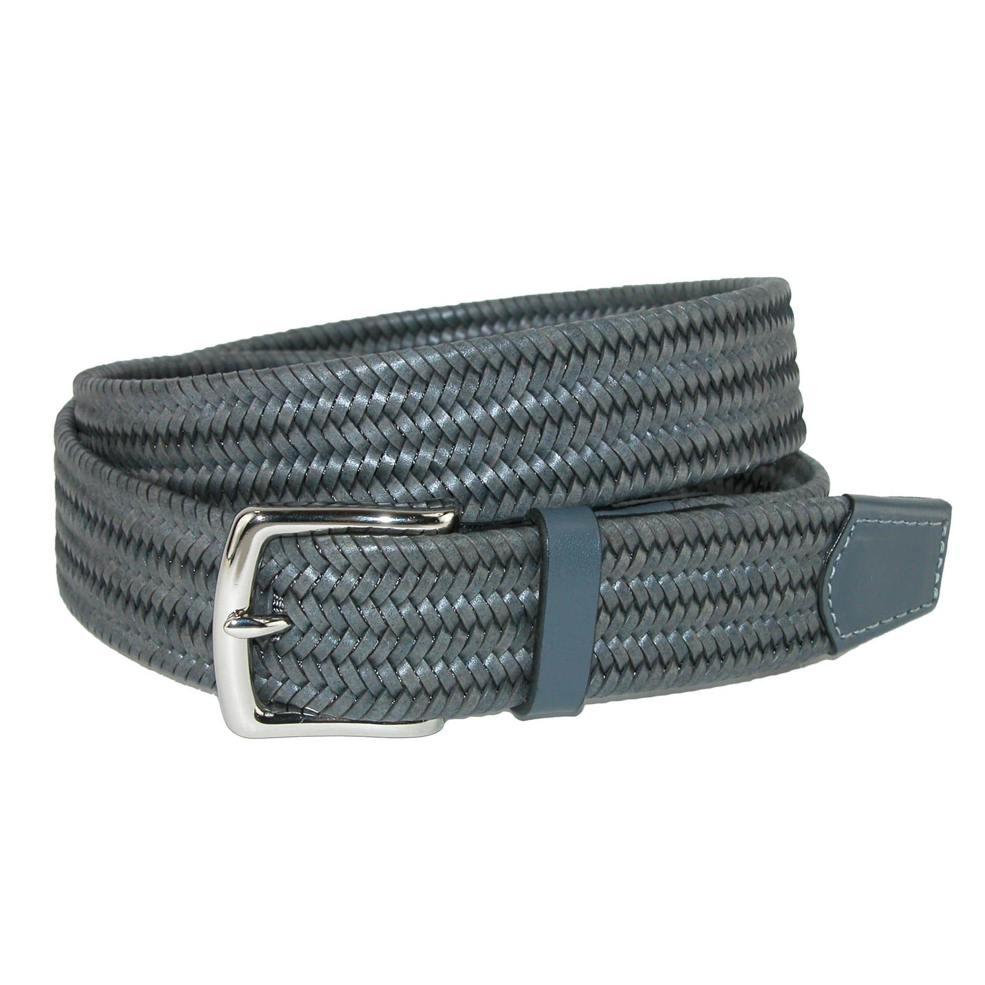 CrookhornDavis Men's Daytona Braided Leather Stretch Belt - Grey