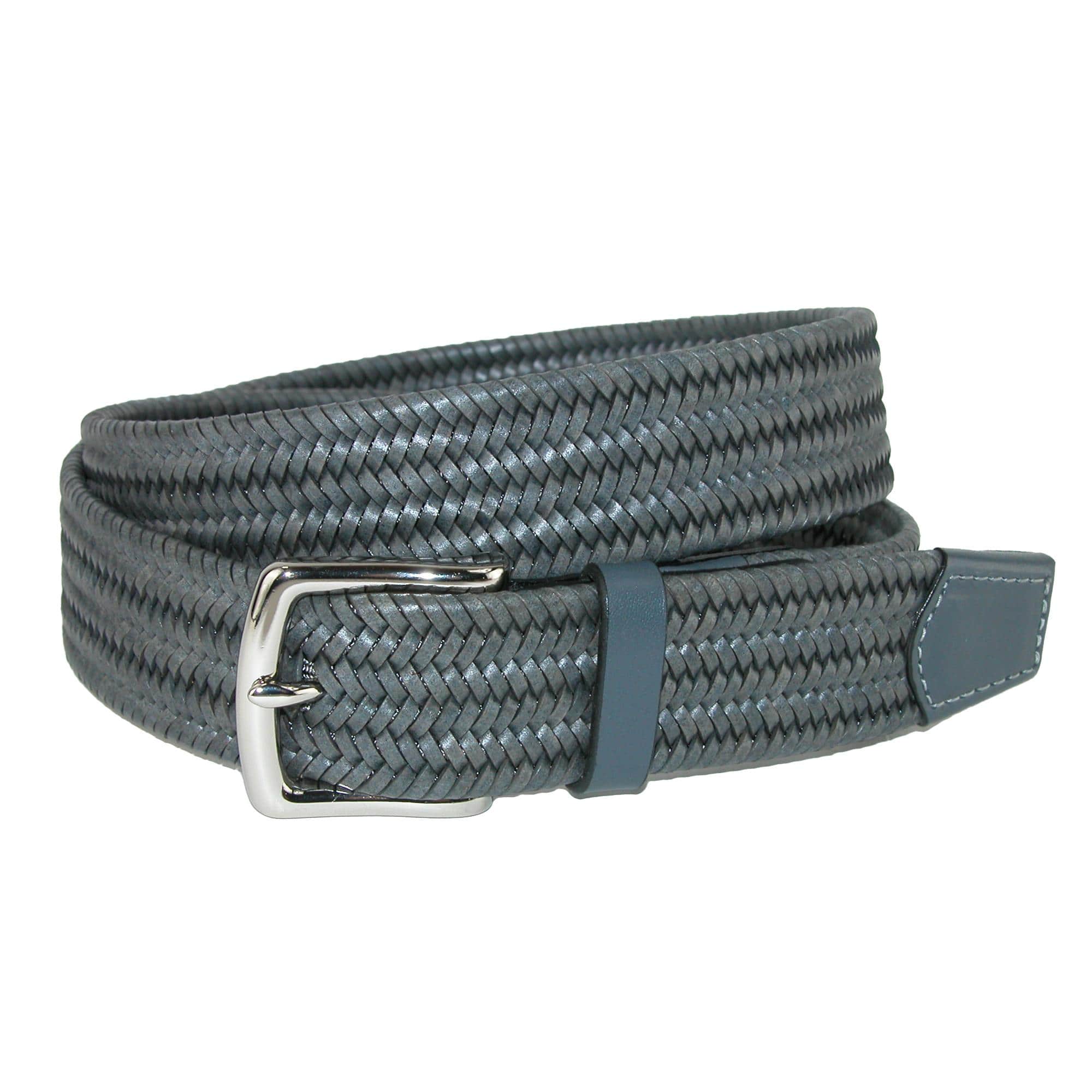 CrookhornDavis Men's Daytona Braided Leather Stretch Belt - Grey
