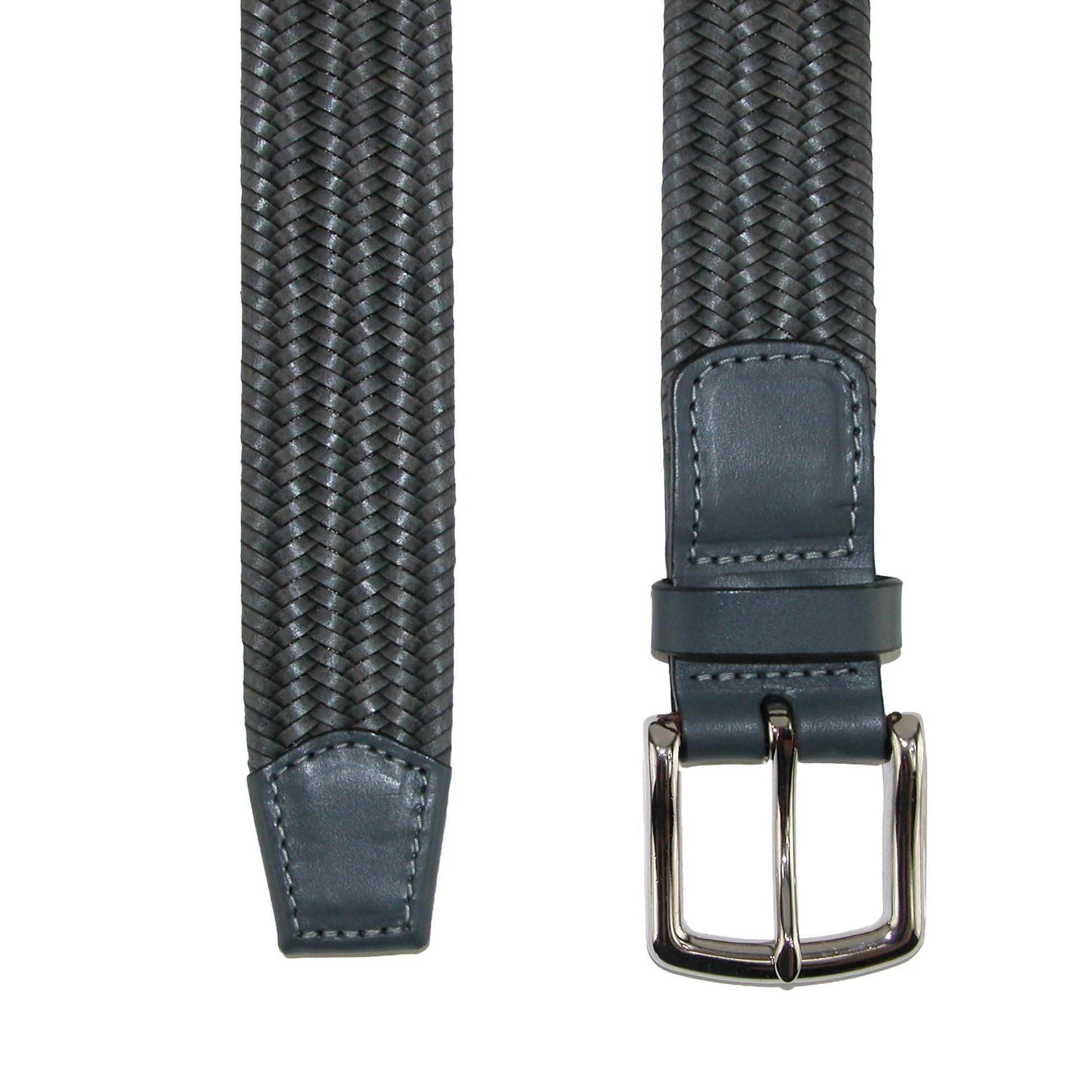 CrookhornDavis Men's Daytona Braided Leather Stretch Belt - Grey