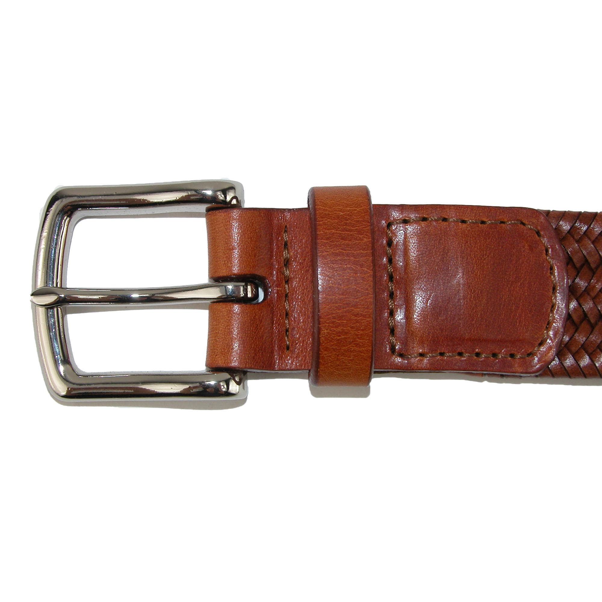 CrookhornDavis Men's Daytona Braided Leather Stretch Belt - Chestnut