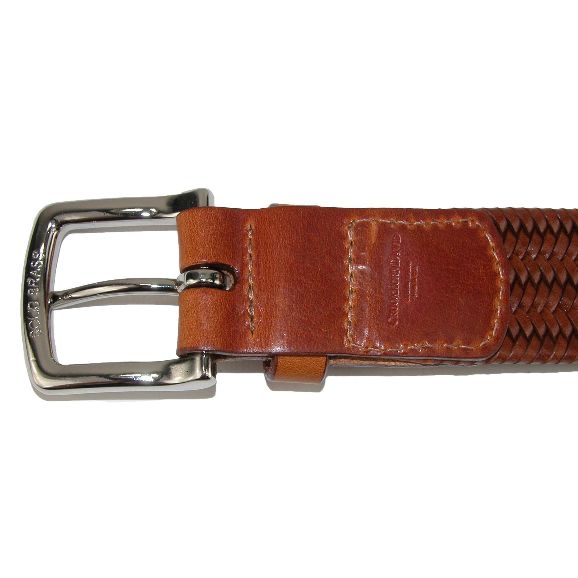CrookhornDavis Men's Daytona Braided Leather Stretch Belt - Chestnut