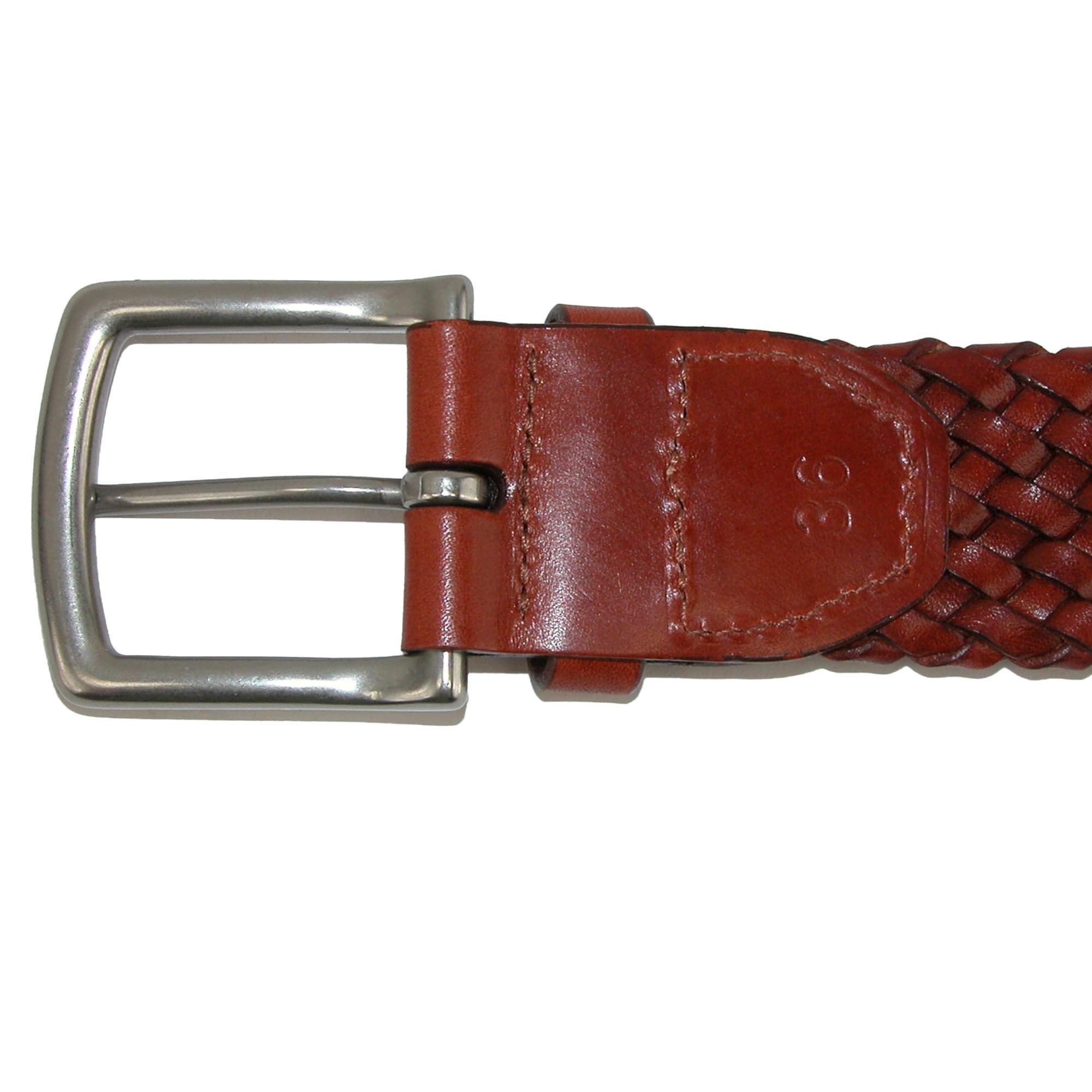CrookhornDavis Men's Toscana Leather Tubular Braided Belt - Chili
