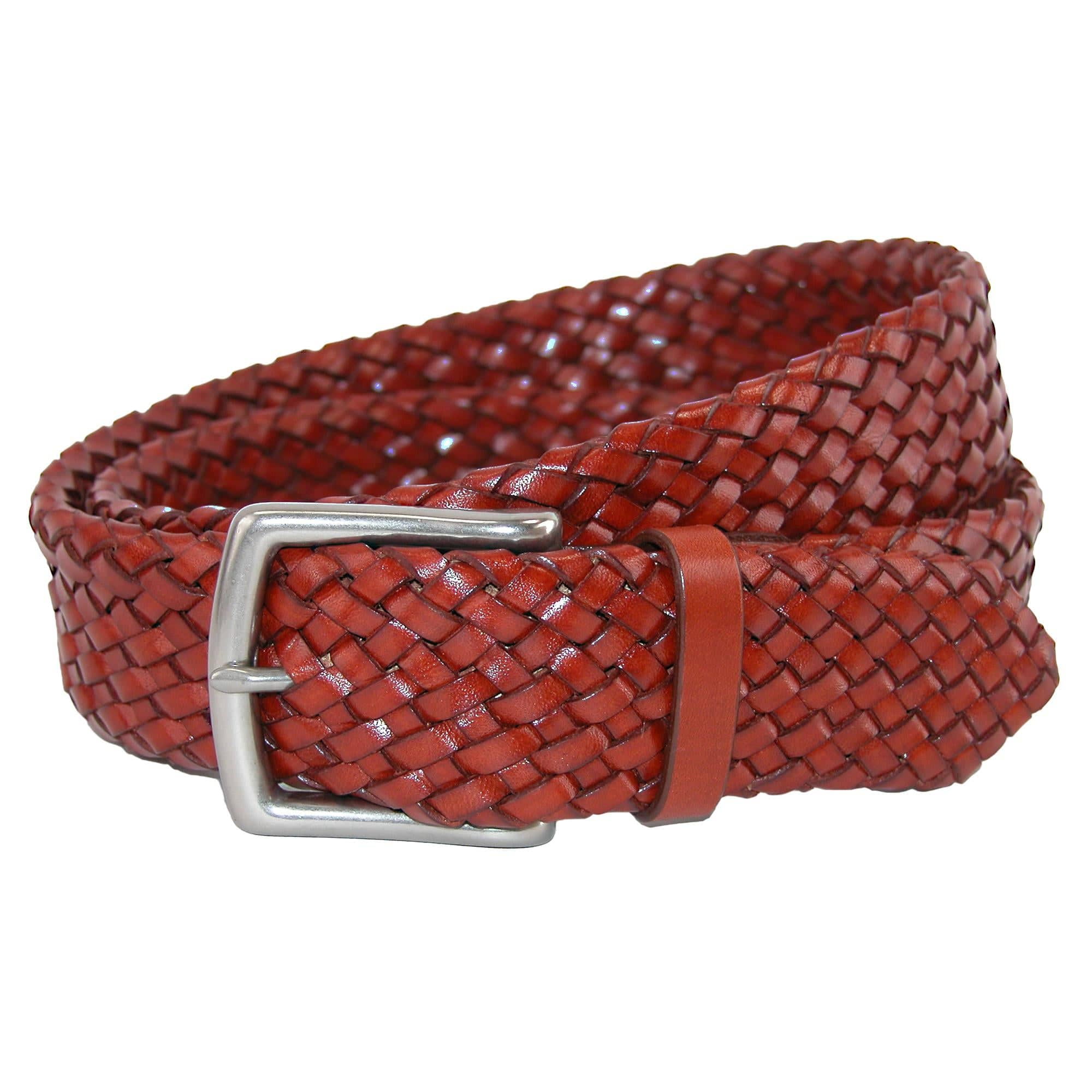 CrookhornDavis Men's Toscana Leather Tubular Braided Belt - Men's Toscana Leather Tubular Braided Belt