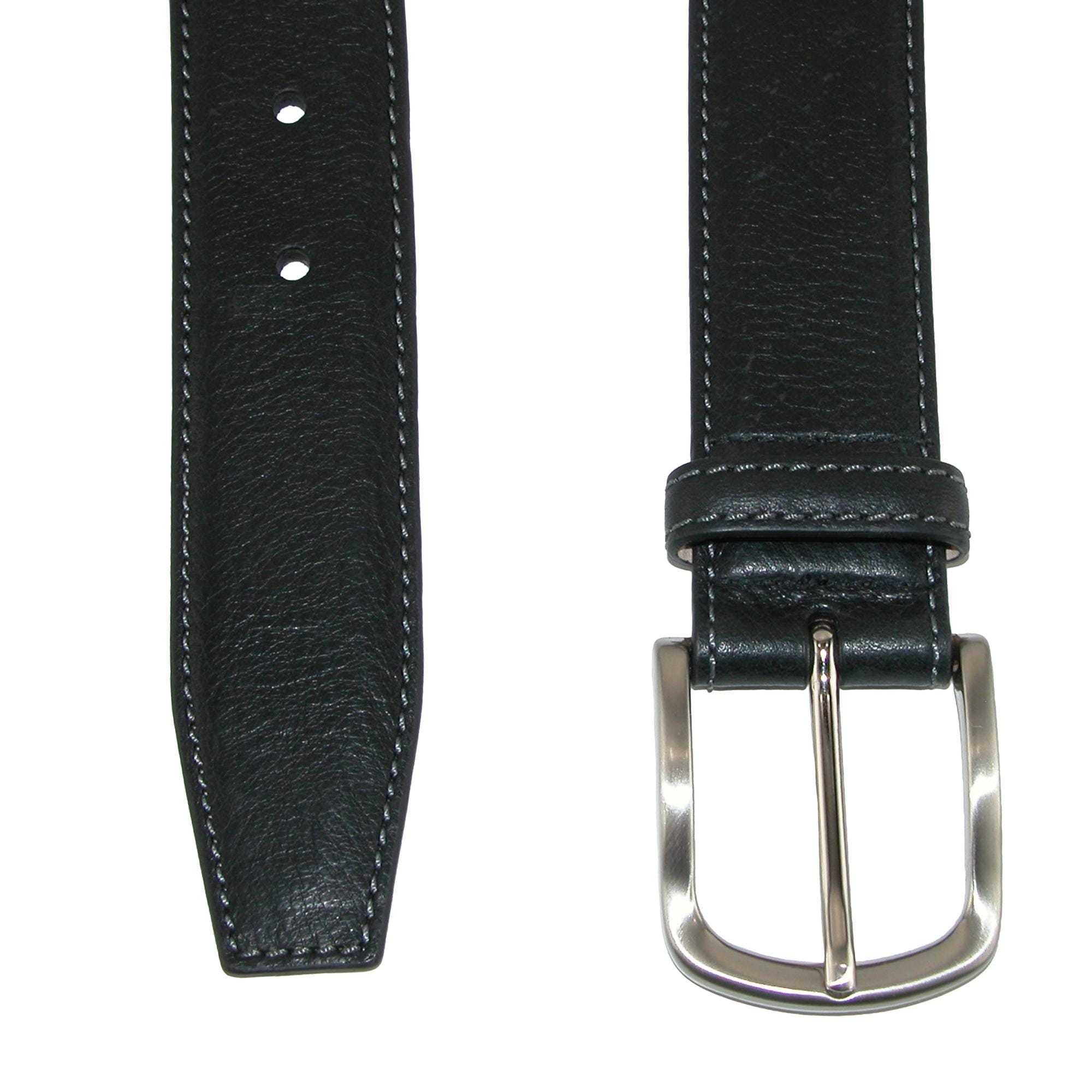 CrookhornDavis Men's Brescia Boxcalf Casual Belt with Contrast Stitch - Black