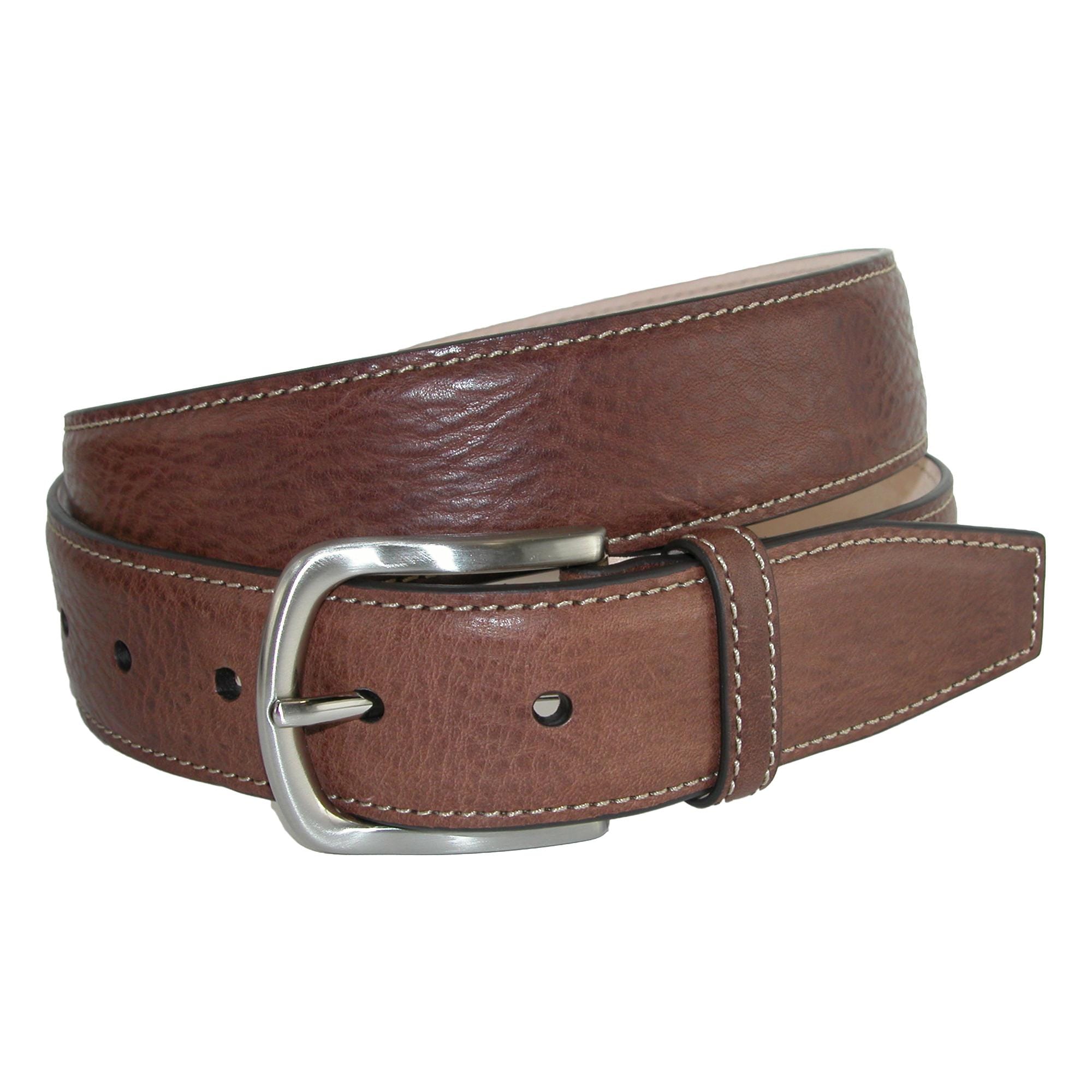CrookhornDavis Men's Brescia Boxcalf Casual Belt with Contrast Stitch - Cognac
