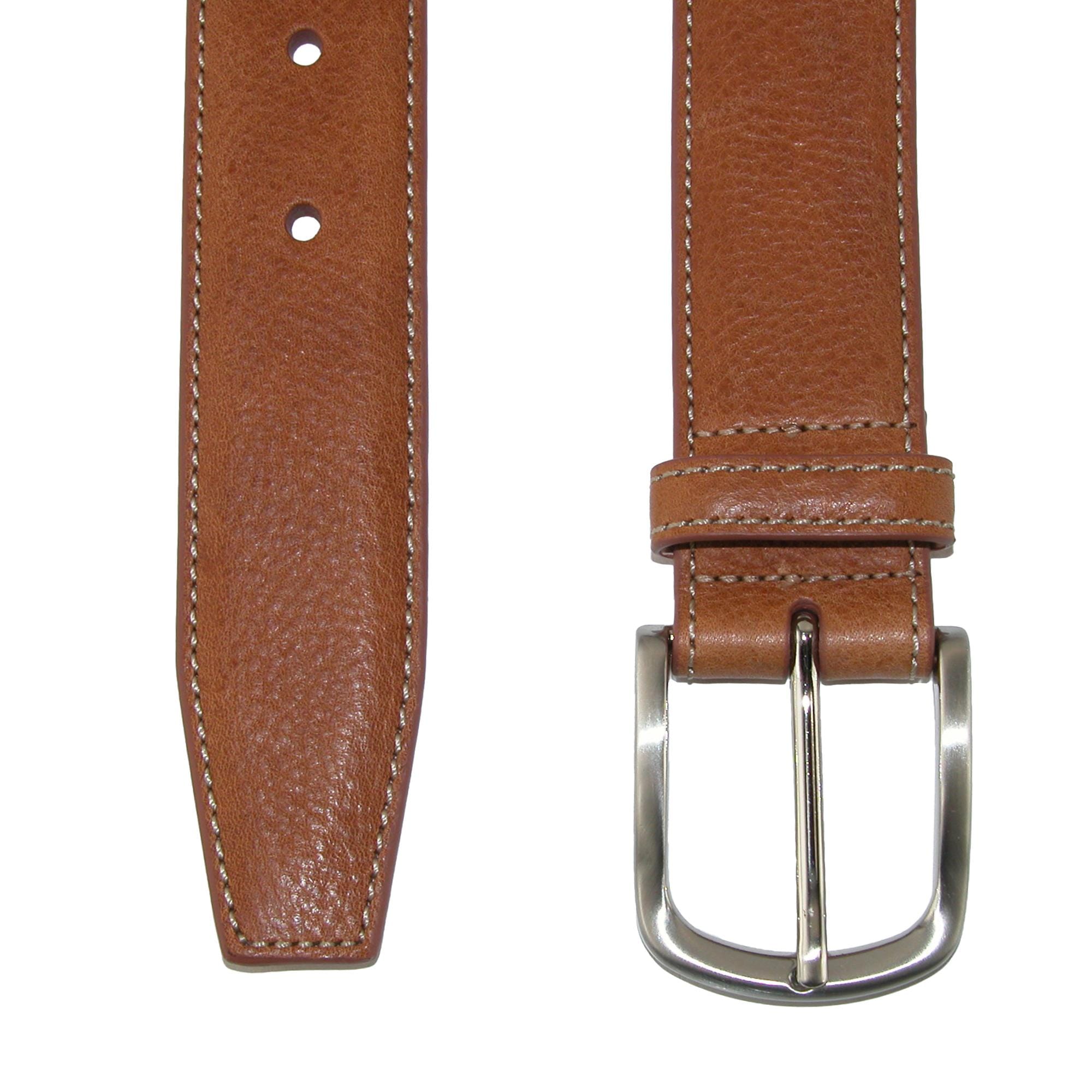CrookhornDavis Men's Brescia Boxcalf Casual Belt with Contrast Stitch - Tan