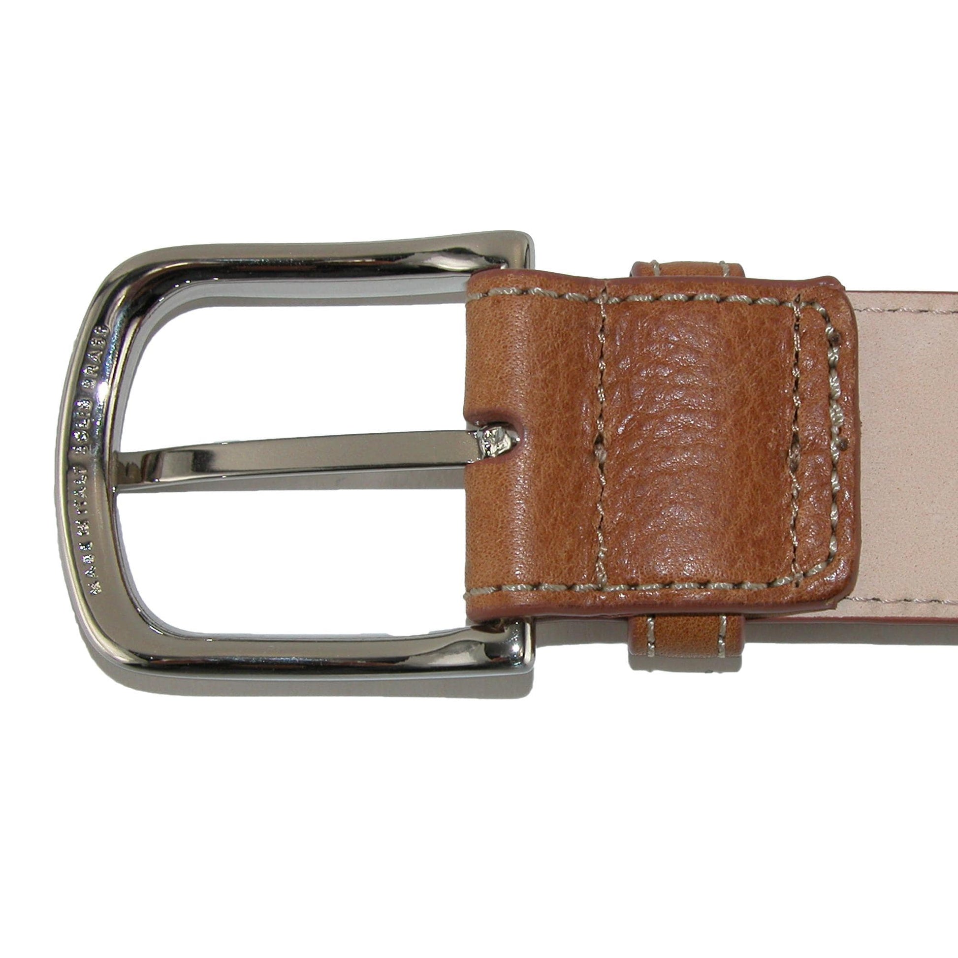 CrookhornDavis Men's Brescia Boxcalf Casual Belt with Contrast Stitch - Tan