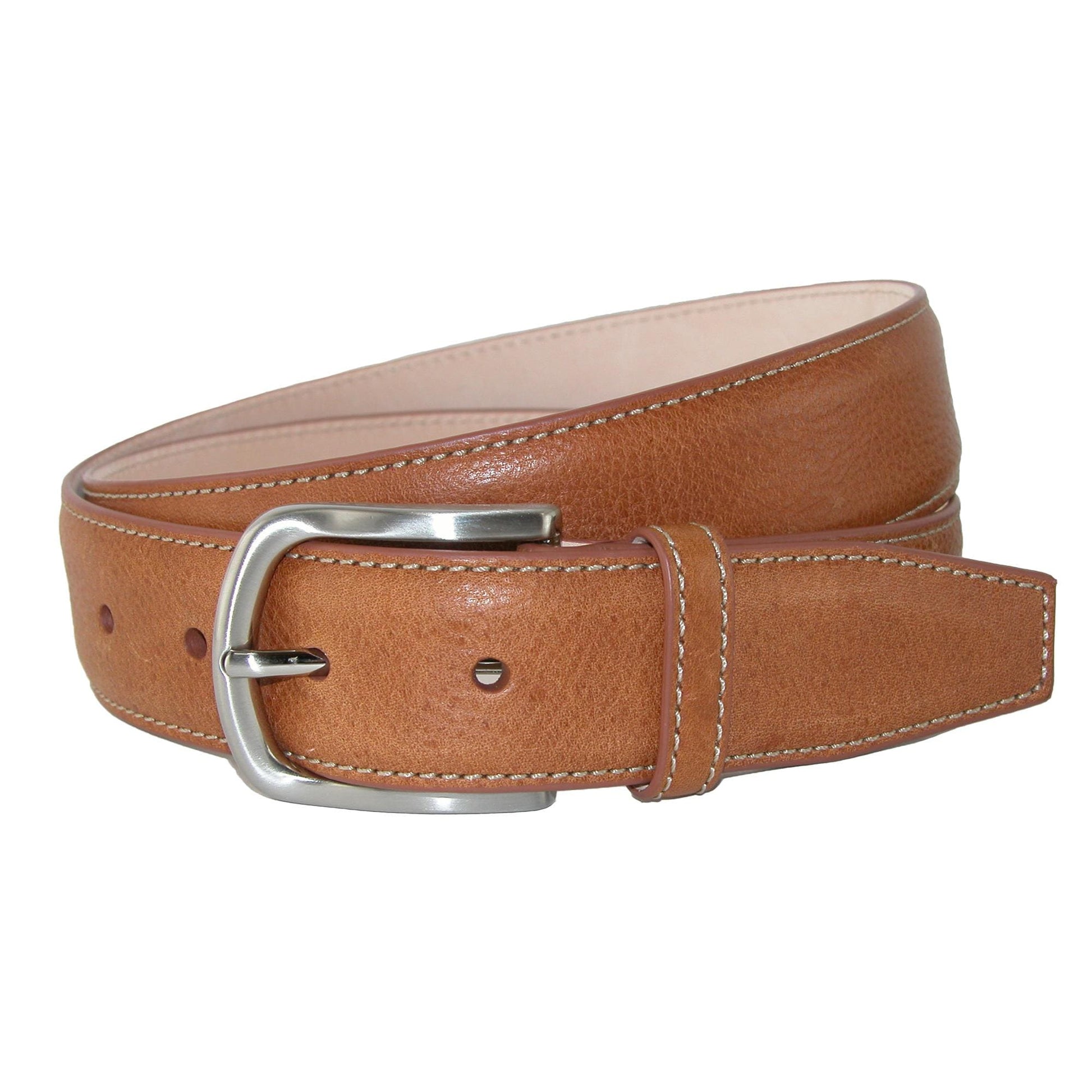 CrookhornDavis Men's Brescia Boxcalf Casual Belt with Contrast Stitch - Men's Brescia Boxcalf Casual Belt with Contrast Stitch