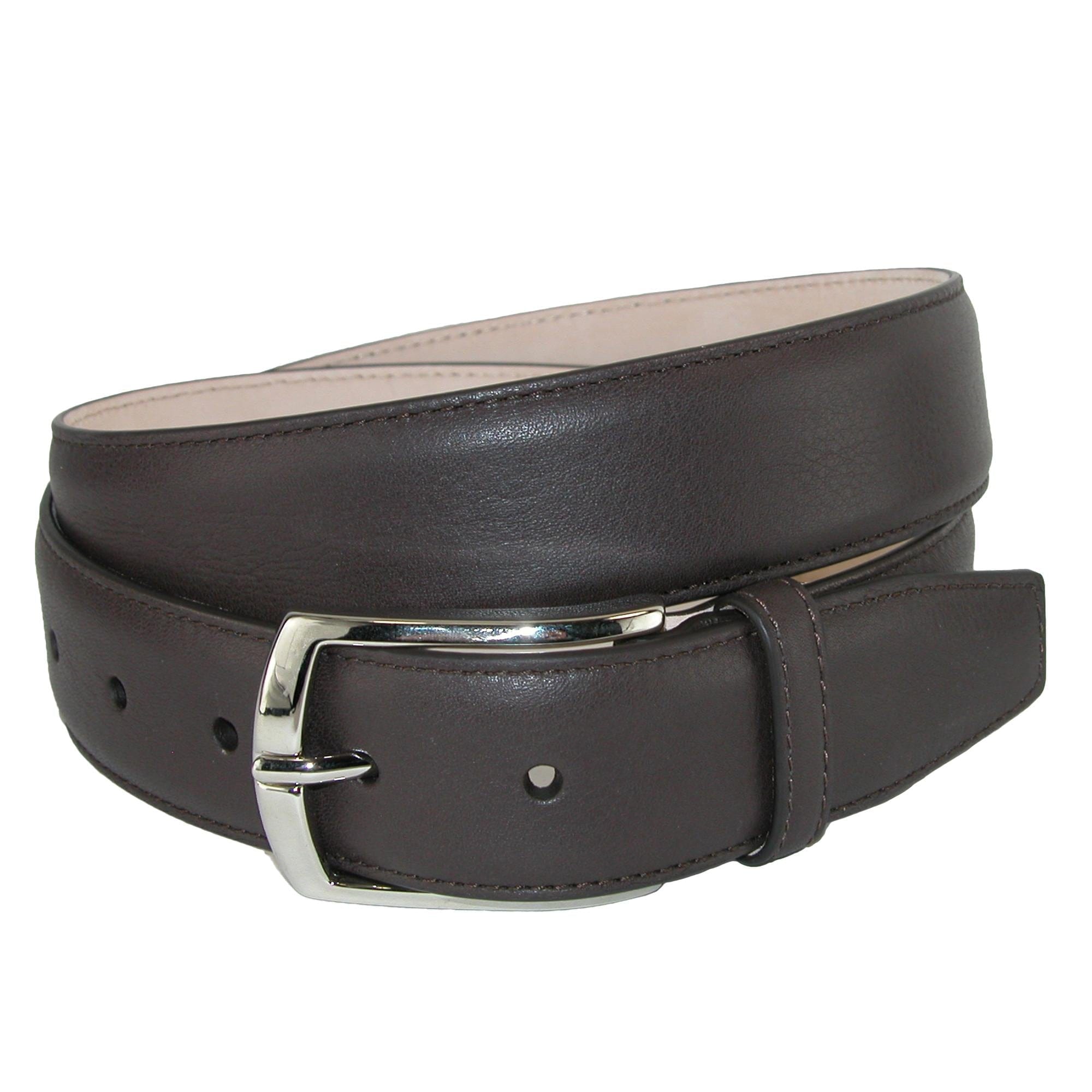 CrookhornDavis Men's Borgo Boxcalf Dress Belt with Solid Brass Buckle - Dark Brown
