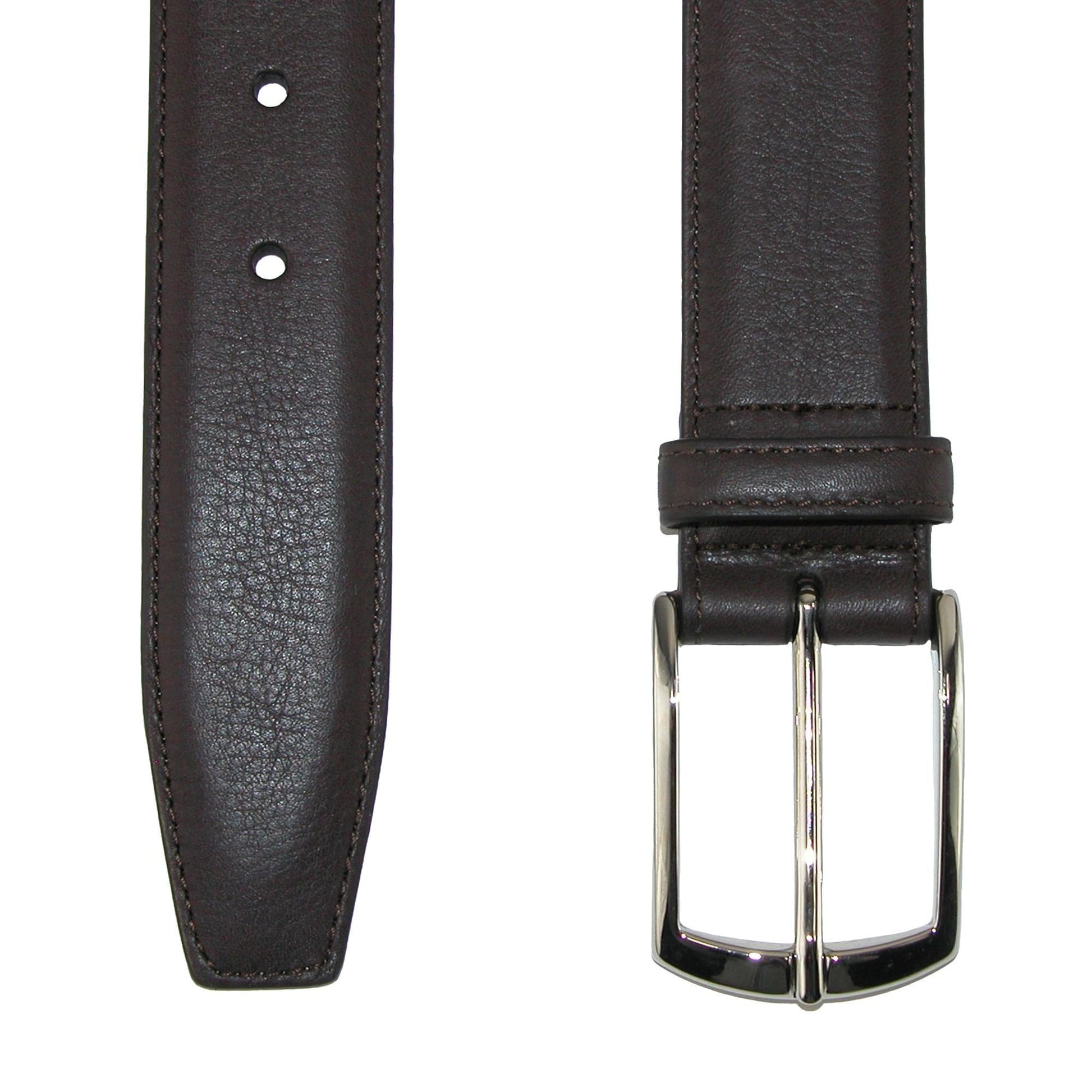 CrookhornDavis Men's Borgo Boxcalf Dress Belt with Solid Brass Buckle - Dark Brown
