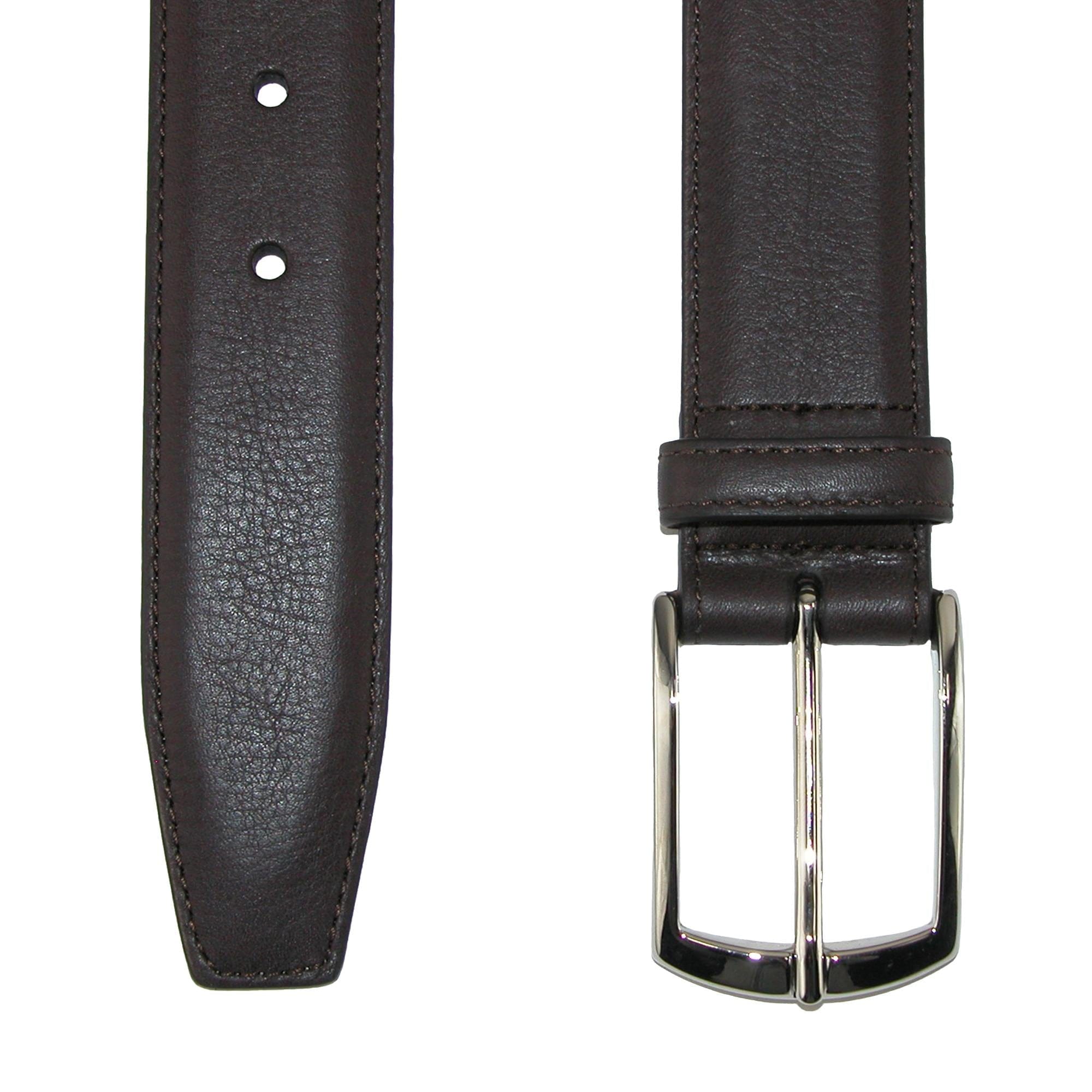 CrookhornDavis Men's Borgo Boxcalf Dress Belt with Solid Brass Buckle - Dark Brown