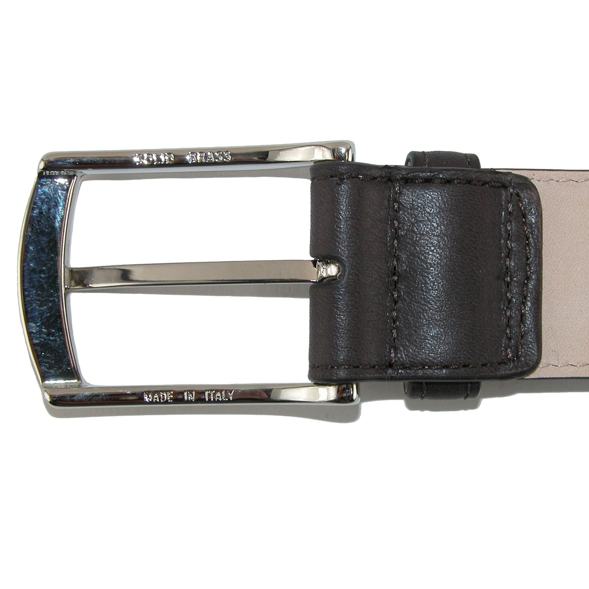 CrookhornDavis Men's Borgo Boxcalf Dress Belt with Solid Brass Buckle - Dark Brown