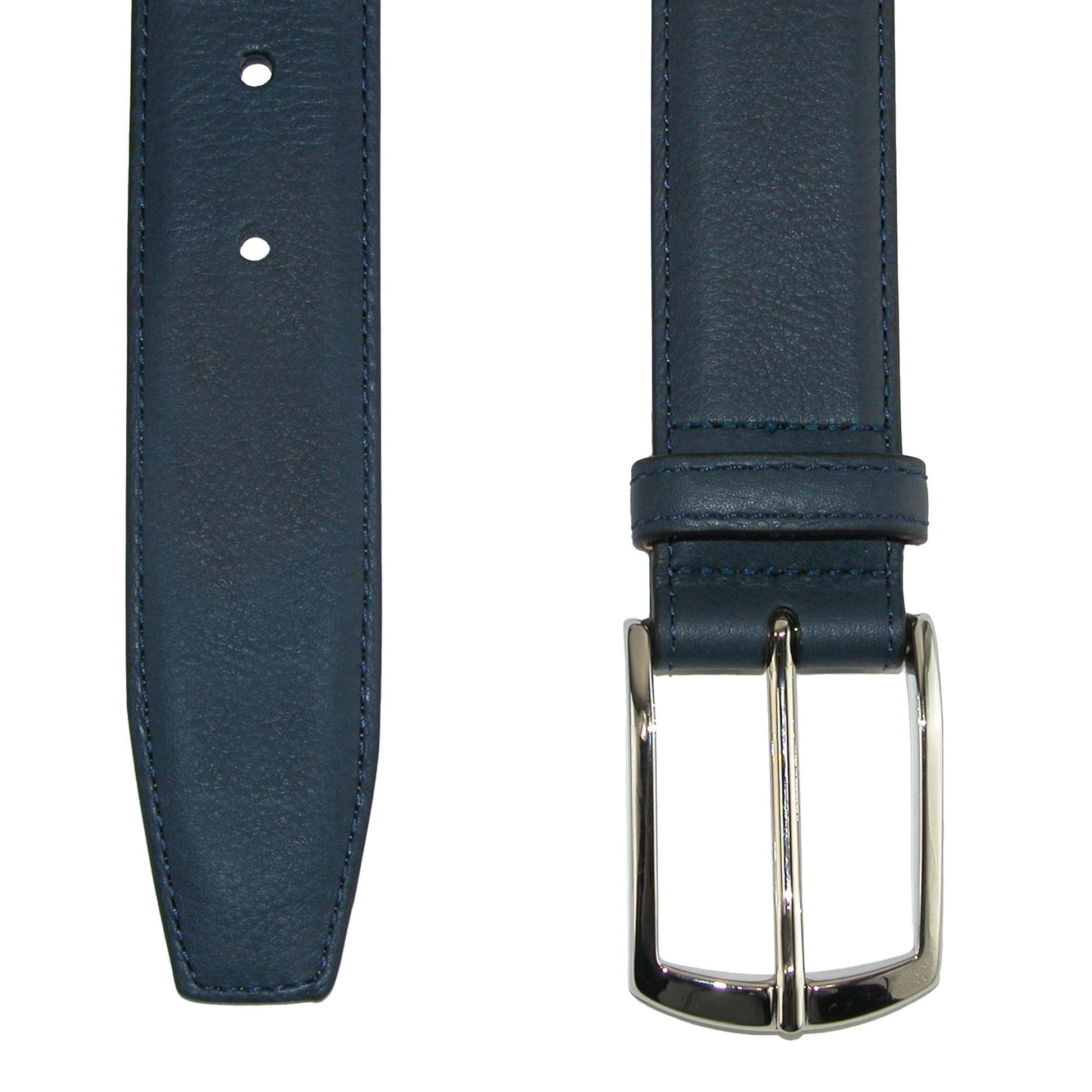 CrookhornDavis Men's Borgo Boxcalf Dress Belt with Solid Brass Buckle - Marine Navy