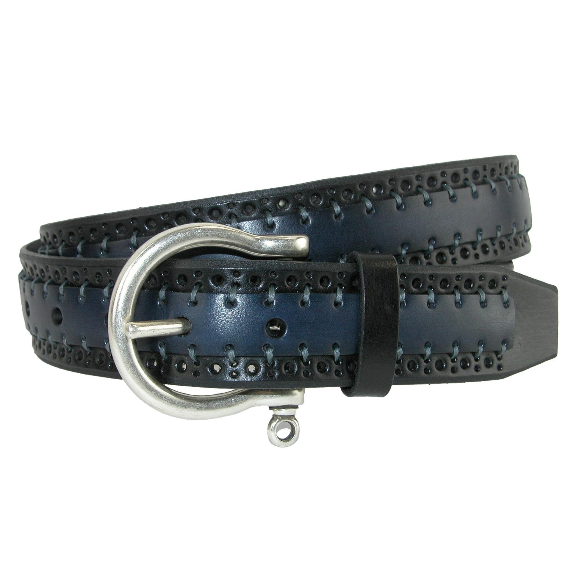 CrookhornDavis Men's Palazzo Perforated Two Tone Belt - Men's Palazzo Perforated Two Tone Belt